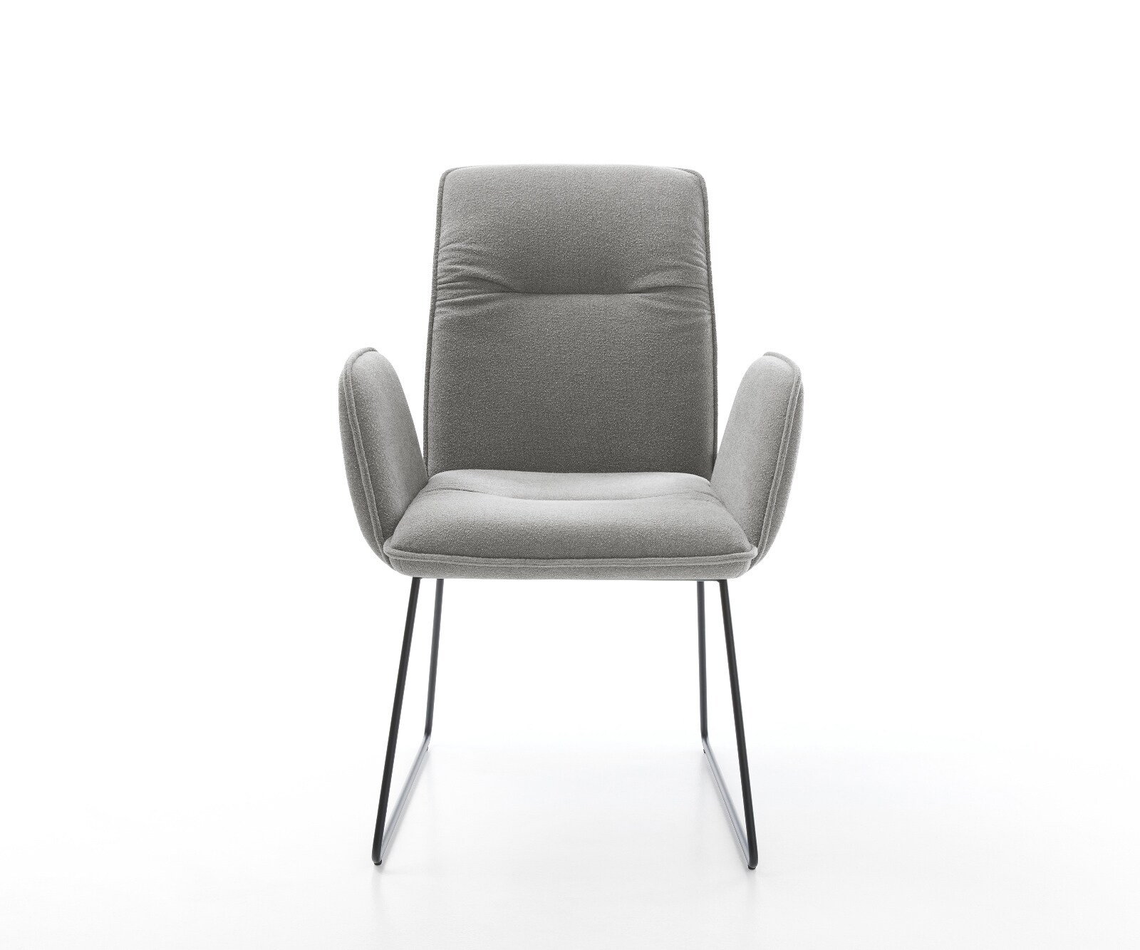 Eetkamerstoel Vinja-Flex zachte stof met structuur grijs slipframe zwart 2