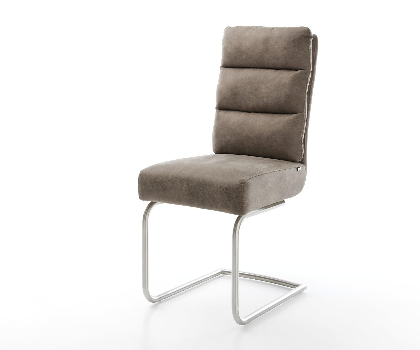 Sledemodel Pela-Flex microvelours taupe vintage sledemodel rond roestvrij staal pocketveer kern