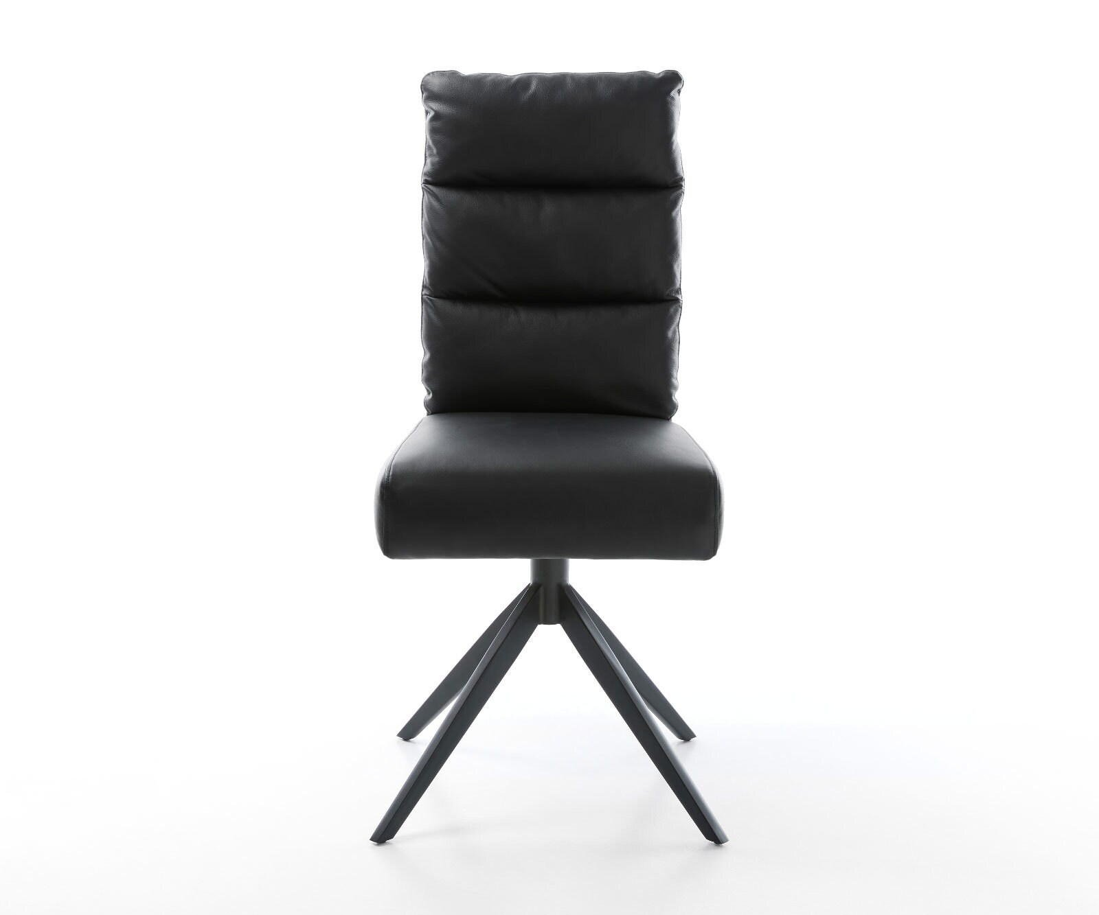 Draaistoel Pela-Flex echt leer zwart kruisframe breed zwart 360° draaibaar rocker-functie pocketveer kern 1