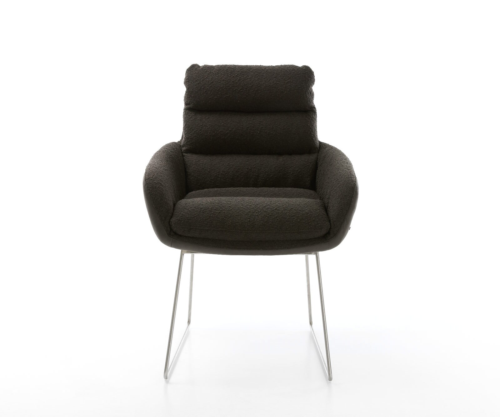 Eetkamerstoel Abelia-Flex met armleuning materiaalmix zwart slipframe roestvrij staal 1 Eetkamerstoel Abelia-Flex met armleuning materiaalmix zwart slipframe roestvrij staal 1