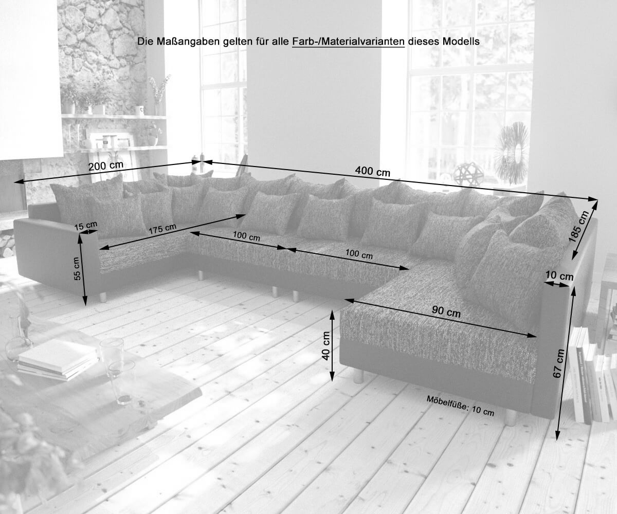 Woonlandschap Clovis XL zwart wit met modulaire armleuning 6