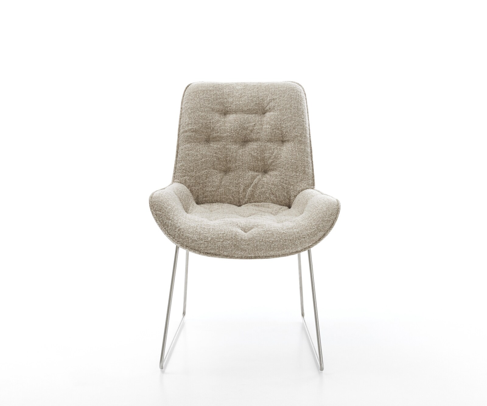 Eetkamerstoel Taimi-Flex geweven stof beige slipframe roestvrij staal 1