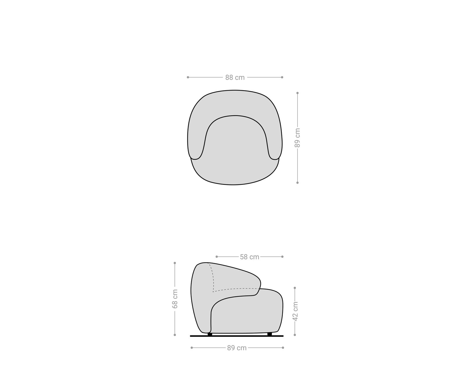 Fauteuil Nova 88x88 cm Pluche crème-wit 7
