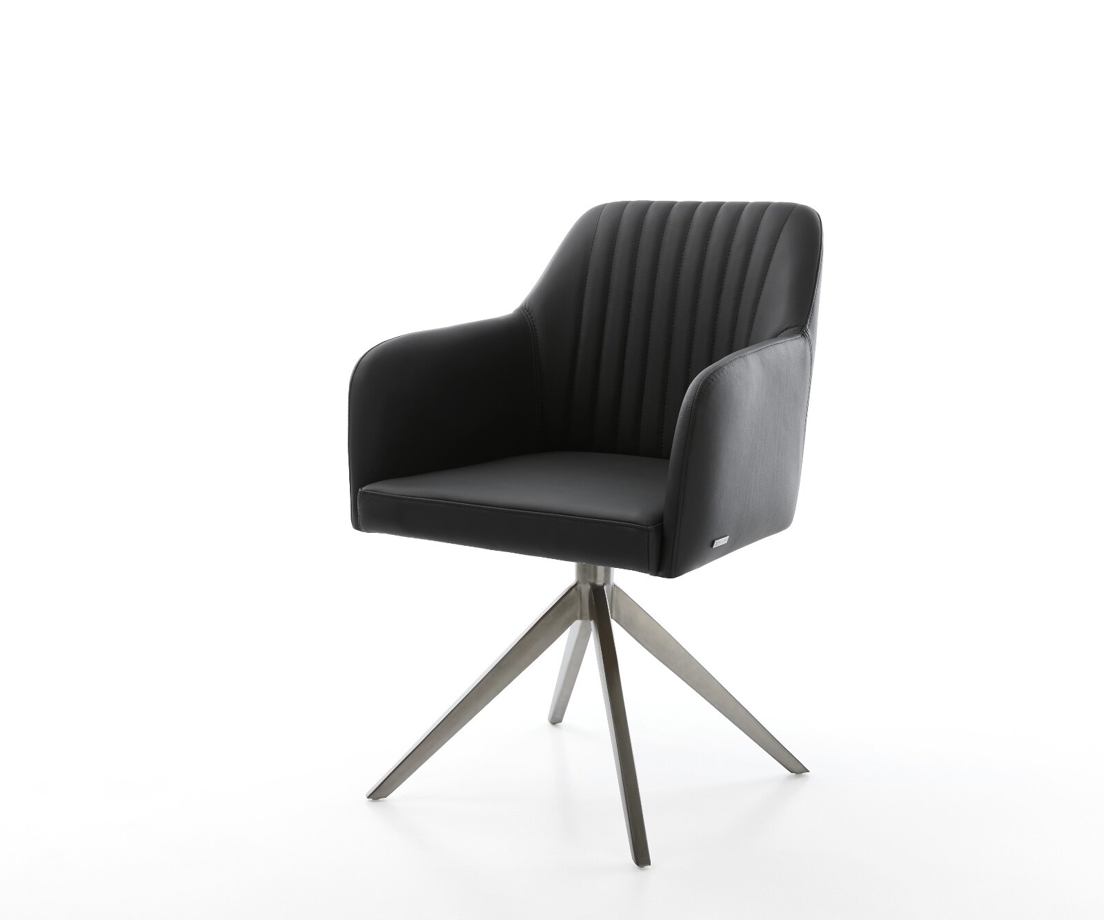 Draaistoel Greg-Flex echt leer zwart kruisframe breed grafiet 360° draaibaar rocker-functie pocketveer kern 1