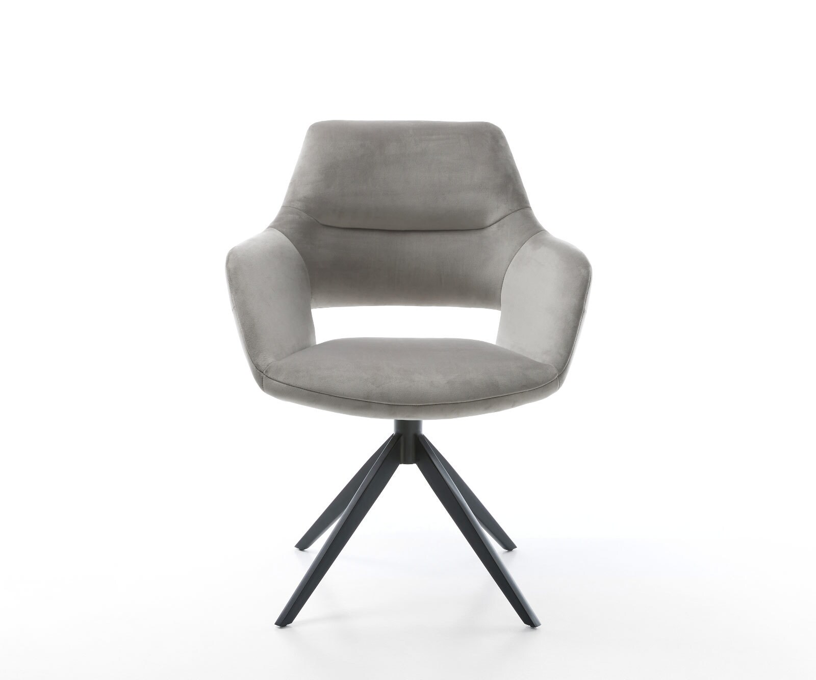 Draaistoel Yago-Flex met armleuning fluweel grijs kruisframe breed zwart 360° draaibaar rocker-functie pocketveer kern 1