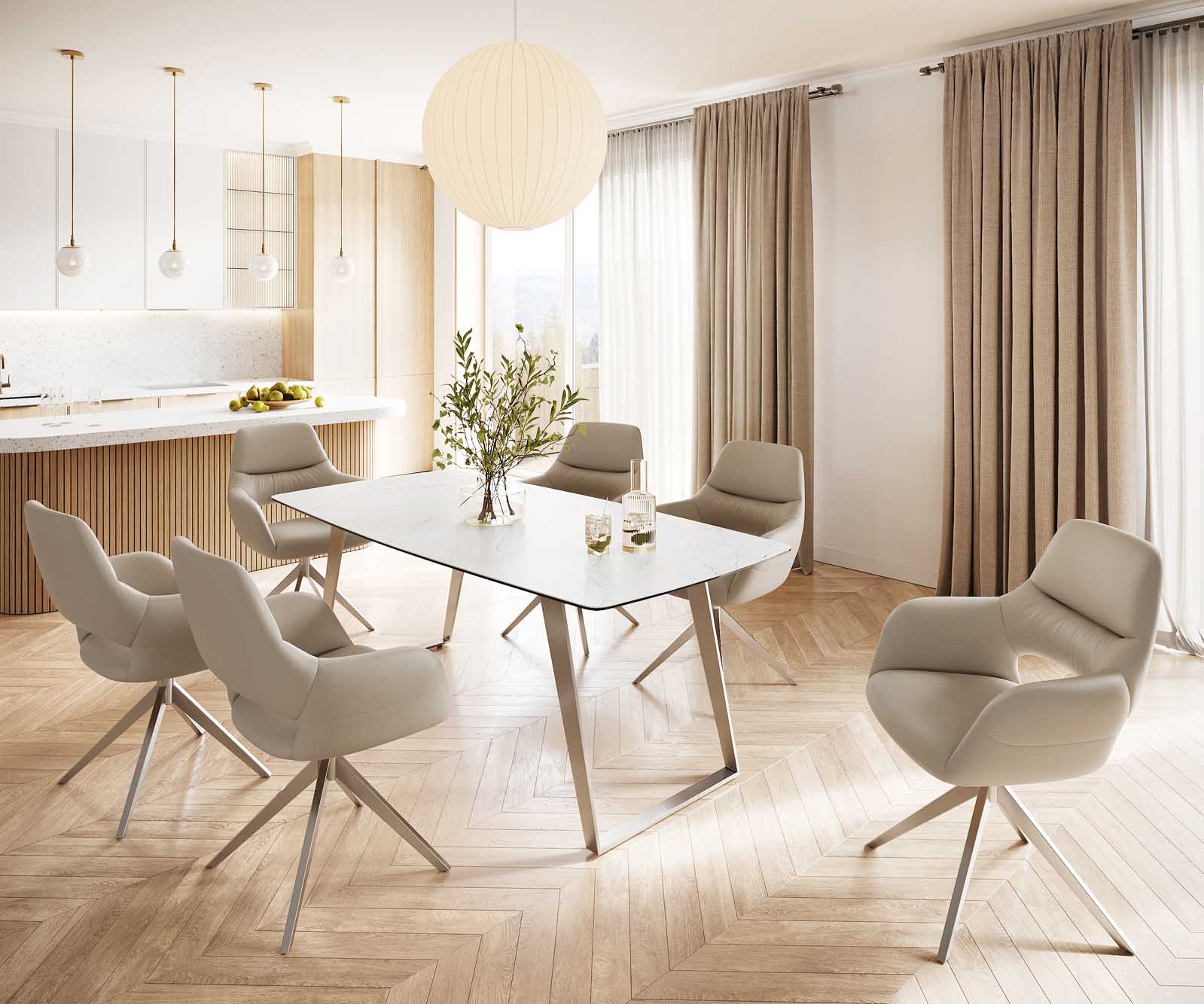 Eettafel Edge Bootsform 200x100 keramiek Laminam® Statuarietto wit roestvrij staal hoekig 6 Eettafel Edge Bootsform 200x100 keramiek Laminam® Statuarietto wit roestvrij staal hoekig 6