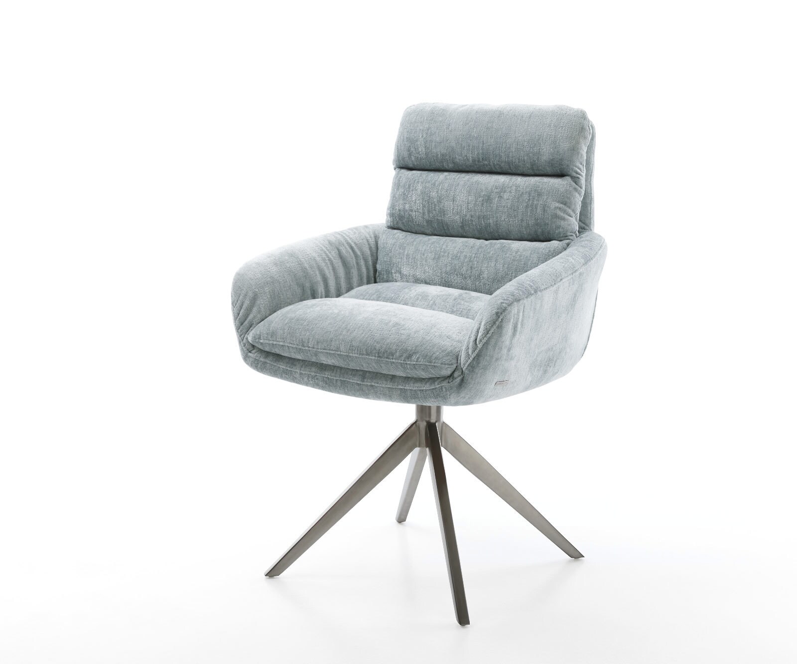 Draaistoel Abelia-Flex met armleuning chenille pastelblauw kruisframe breed grafiet 360° draaibaar rocker-functie 1