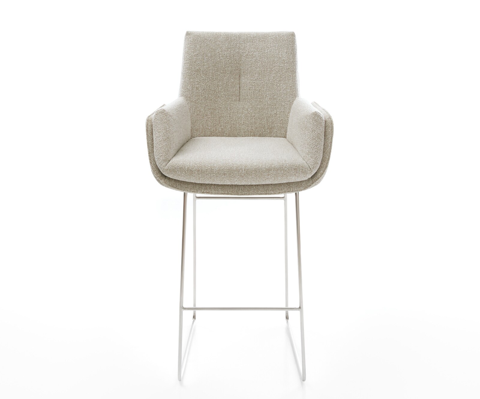 Barstoel Clea-Flex Zachte Geweven stof Beige Sledeonderstel roestvrij staal Zilver 2