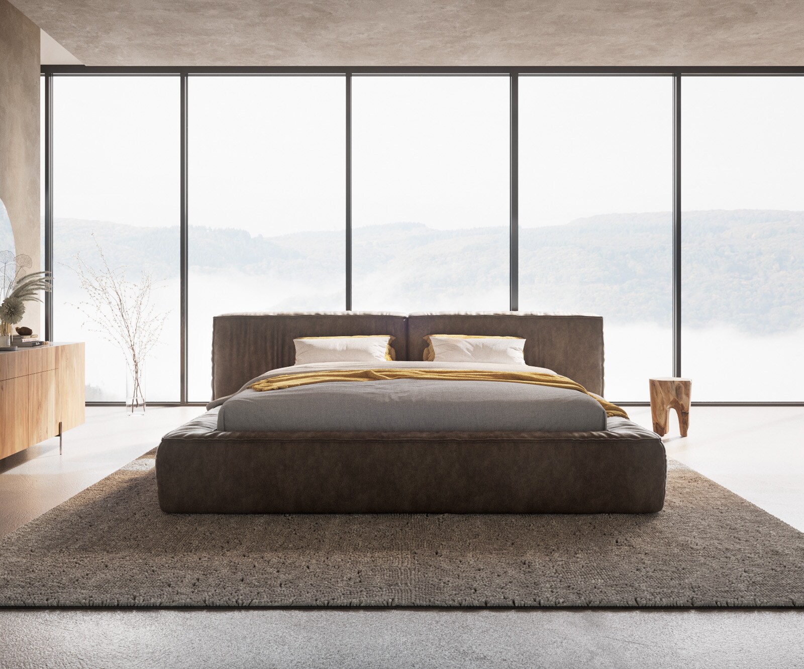 Gestoffeerd-bedframe Coperti  180x200 cm microvezel taupe vintage 3