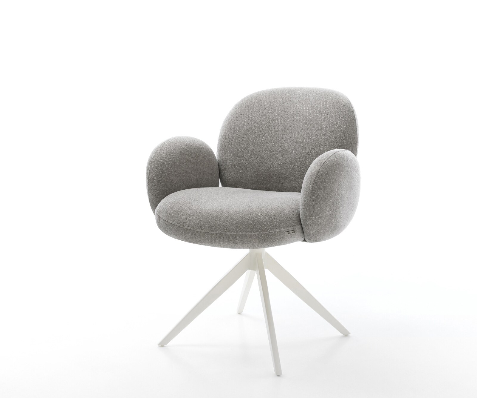 Draaistoel Nube-Flex met armleuning zachte stof met structuur grijs kruisframe breed wit 360° draaibaar rocker-functie pocketveer kern 1