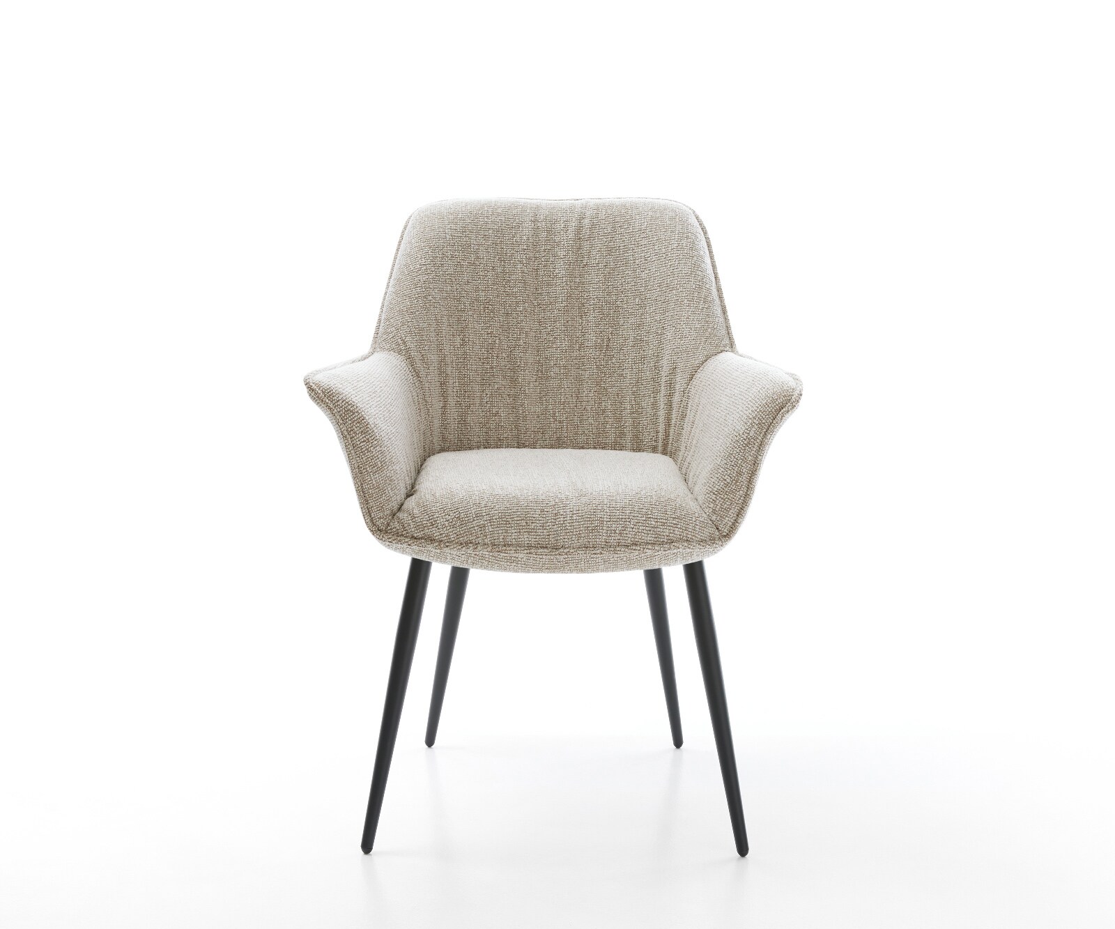 Eetkamerstoel Keila-Flex met armleuning geweven stof beige 4-poot conisch zwart 1