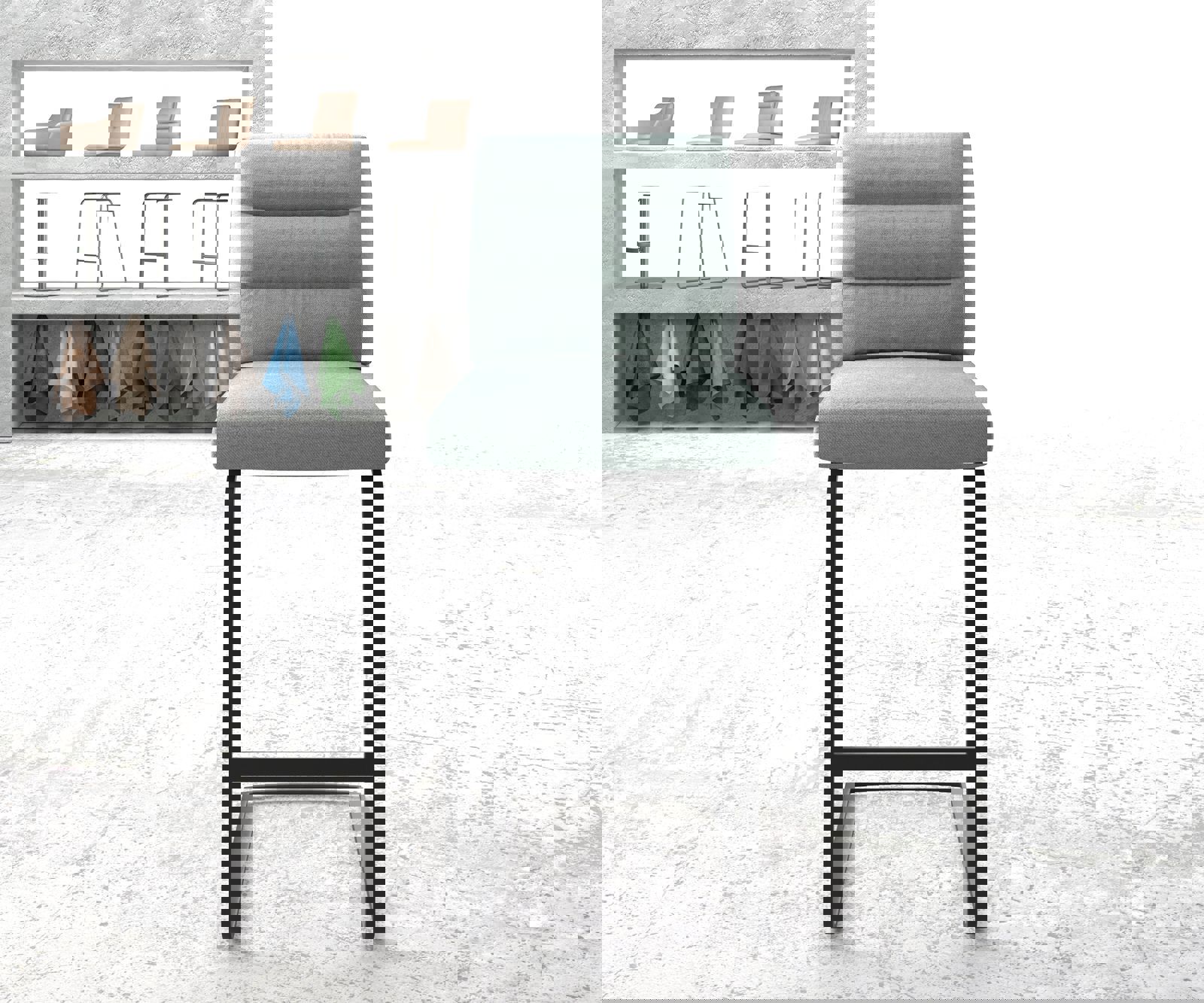 Barstoel Pela-Flex stripes mint sledestoel vlak metaal 1 Barstoel Pela-Flex stripes mint sledestoel vlak metaal 1