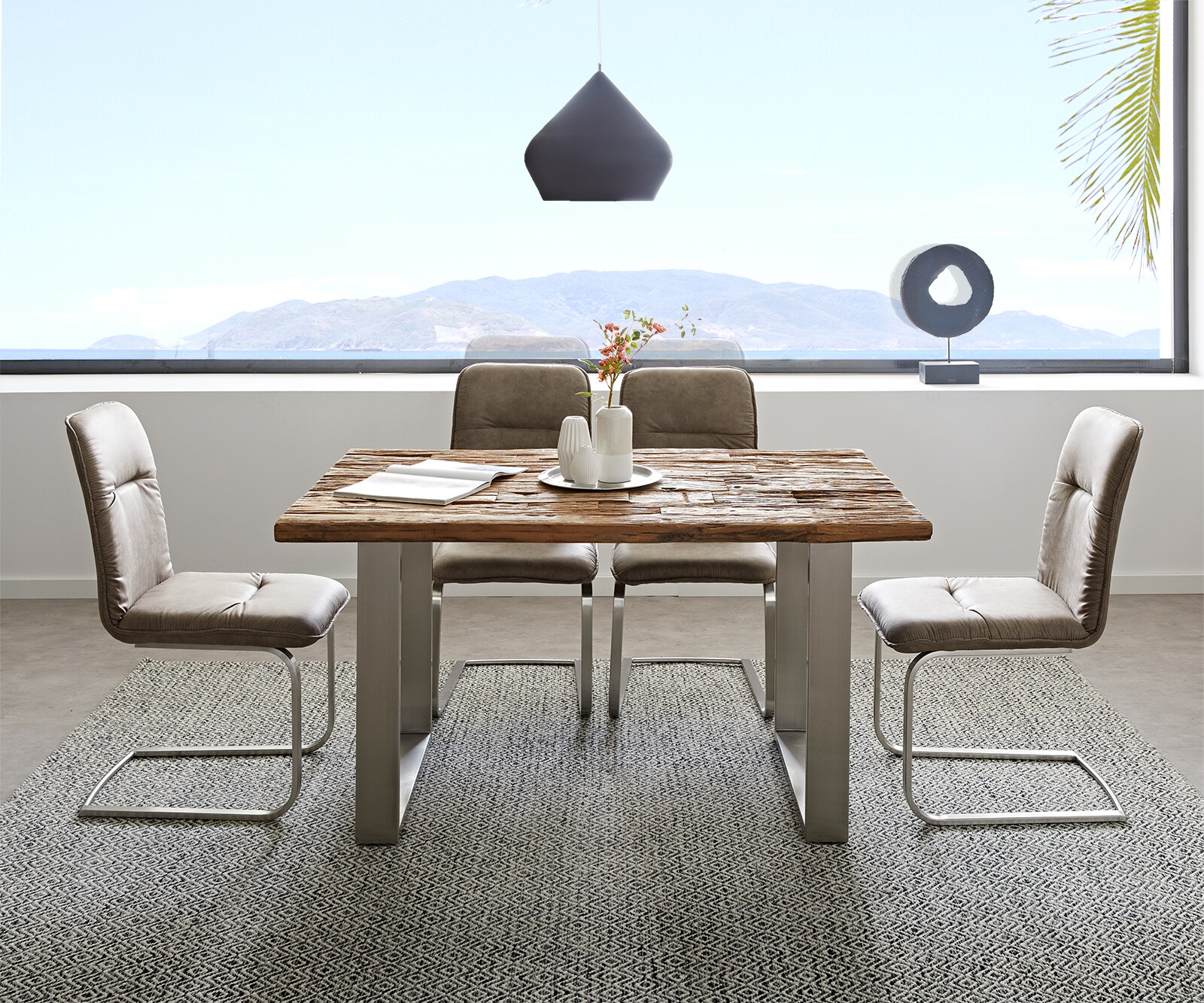 Eettafel Reclaimed 140x90 cm vintage look roestvrij staal smal 1 Eettafel Reclaimed 140x90 cm vintage look roestvrij staal smal 1