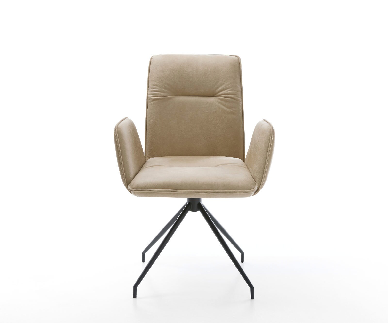 Eetkamerstoel Vinja-Flex microvelours beige vintage kruisframe conisch zwart 1