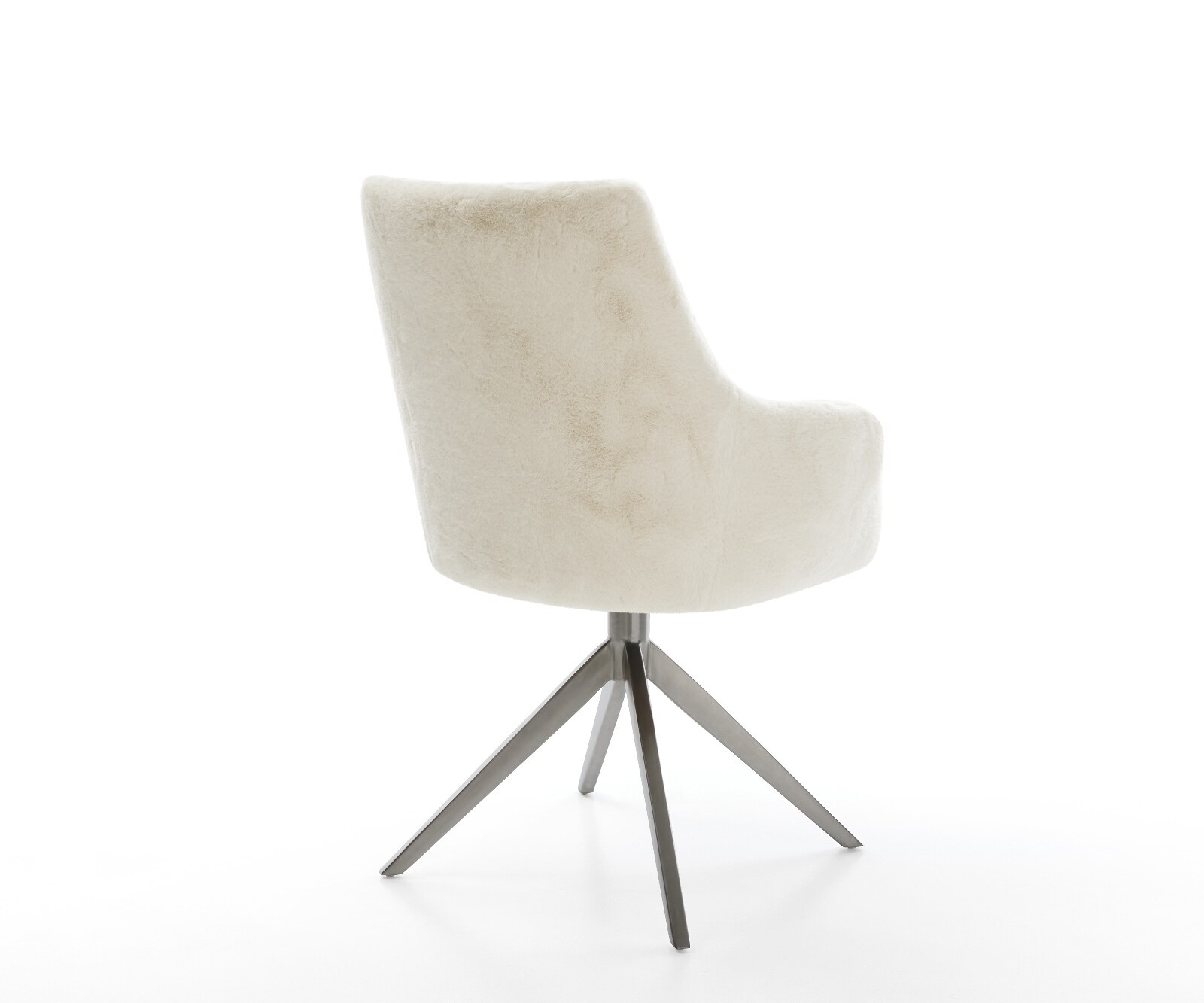 Draaistoel Alja-Flex met armleuning pluchen crème-wit kruisframe breed grafiet 360° draaibaar rocker-functie pocketveer kern 4
