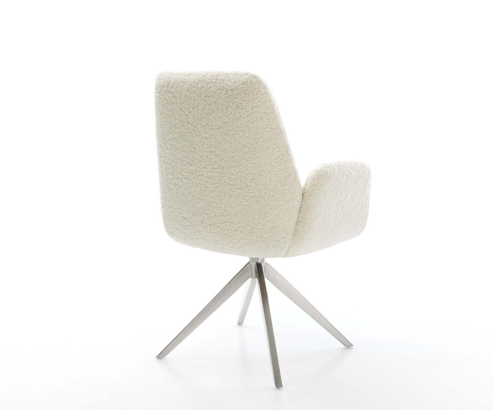 Draaistoel Zoa-Flex teddy beige kruisframe breed roestvrij staal 360° draaibaar rocker-functie pocketveer kern 5