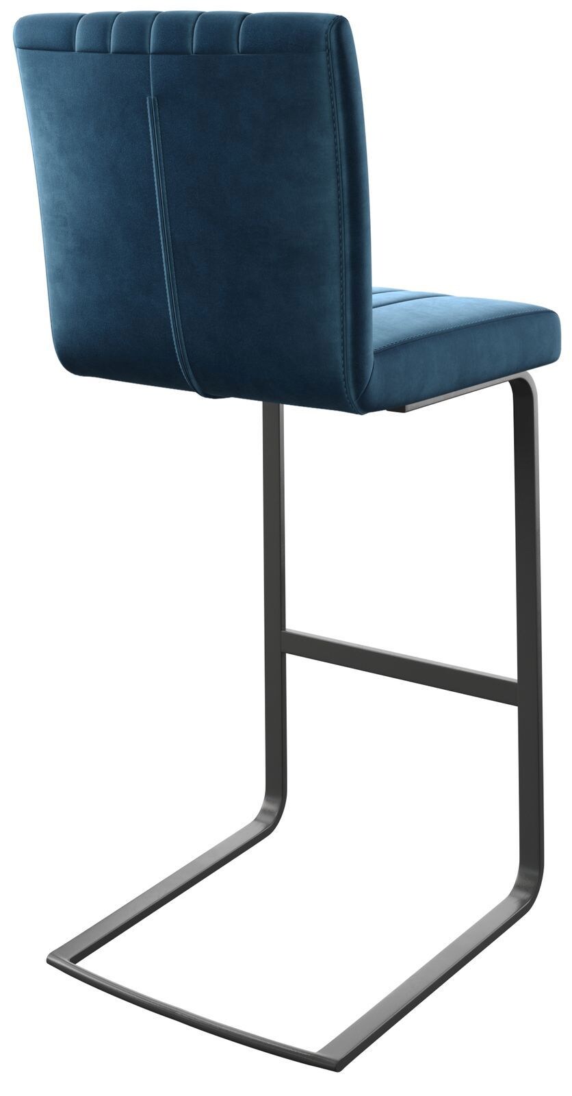 Barstoel Luiga-Flex fluweel blauw sledestoel vlak metaal 4