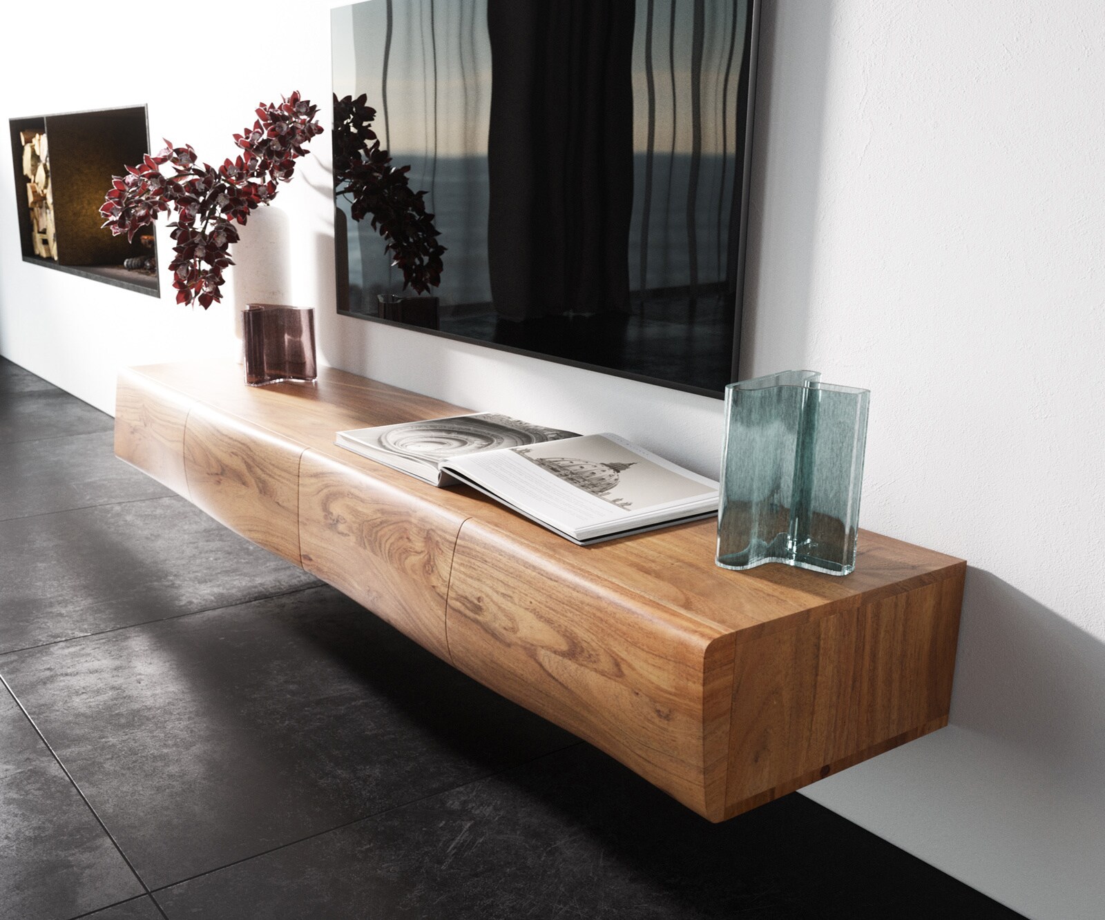 TV-meubel New Live-Edge 175 cm acacia natuur 4 deurs zwevend 1
