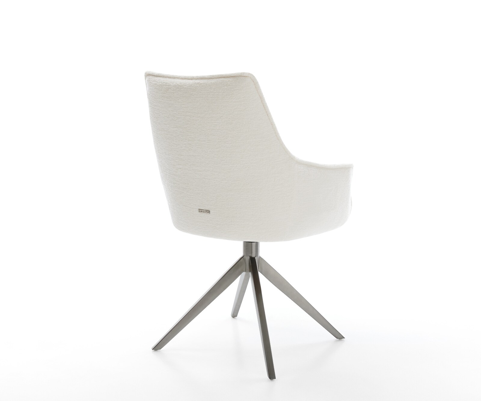 Draaistoel Alja-Flex met armleuning bouclé zacht beige kruisframe breed grafiet 360° draaibaar rocker-functie pocketveer kern 4