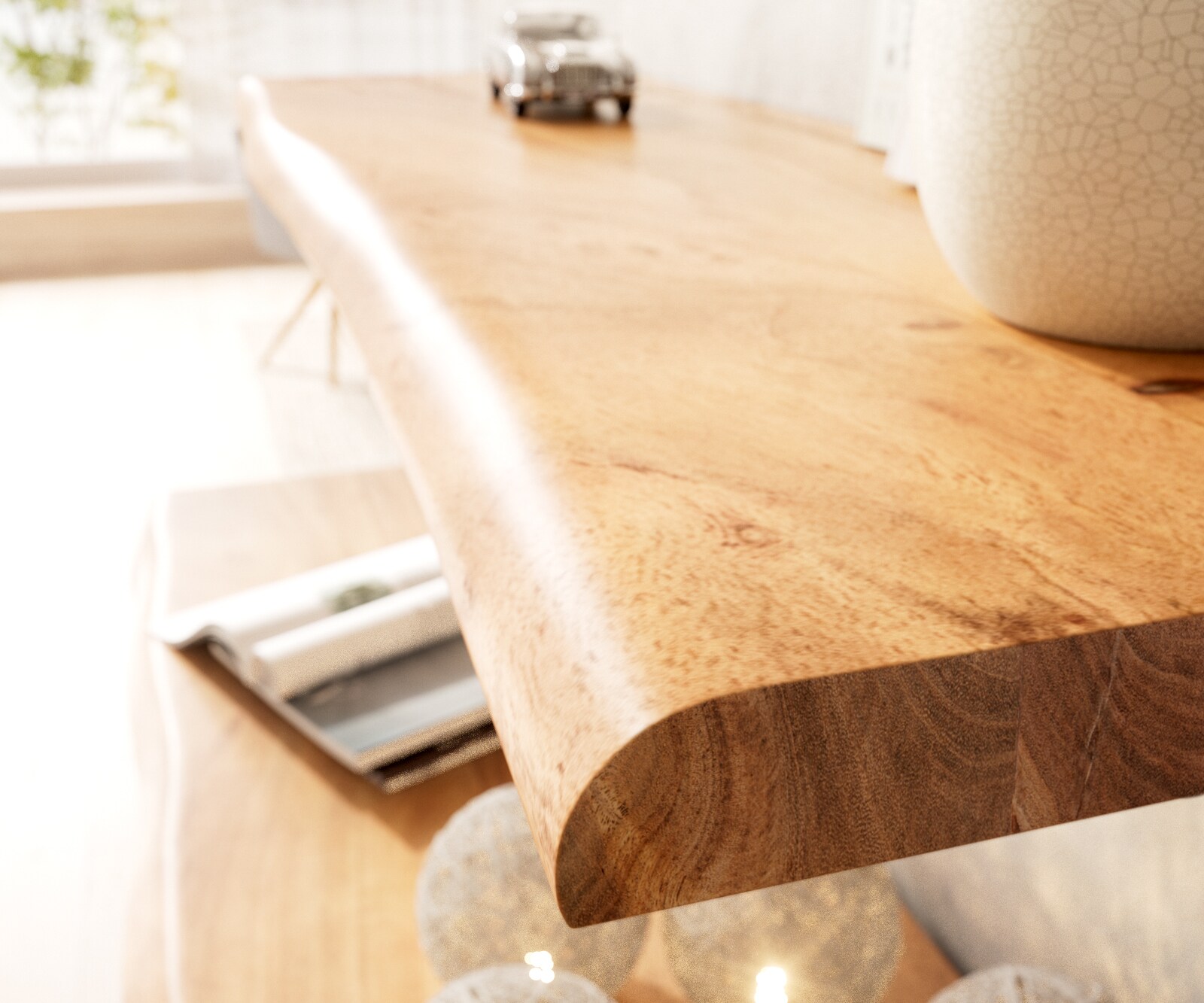 Wandplank Live-Edge 100 cm acacia natuur massieve boomrand 3
