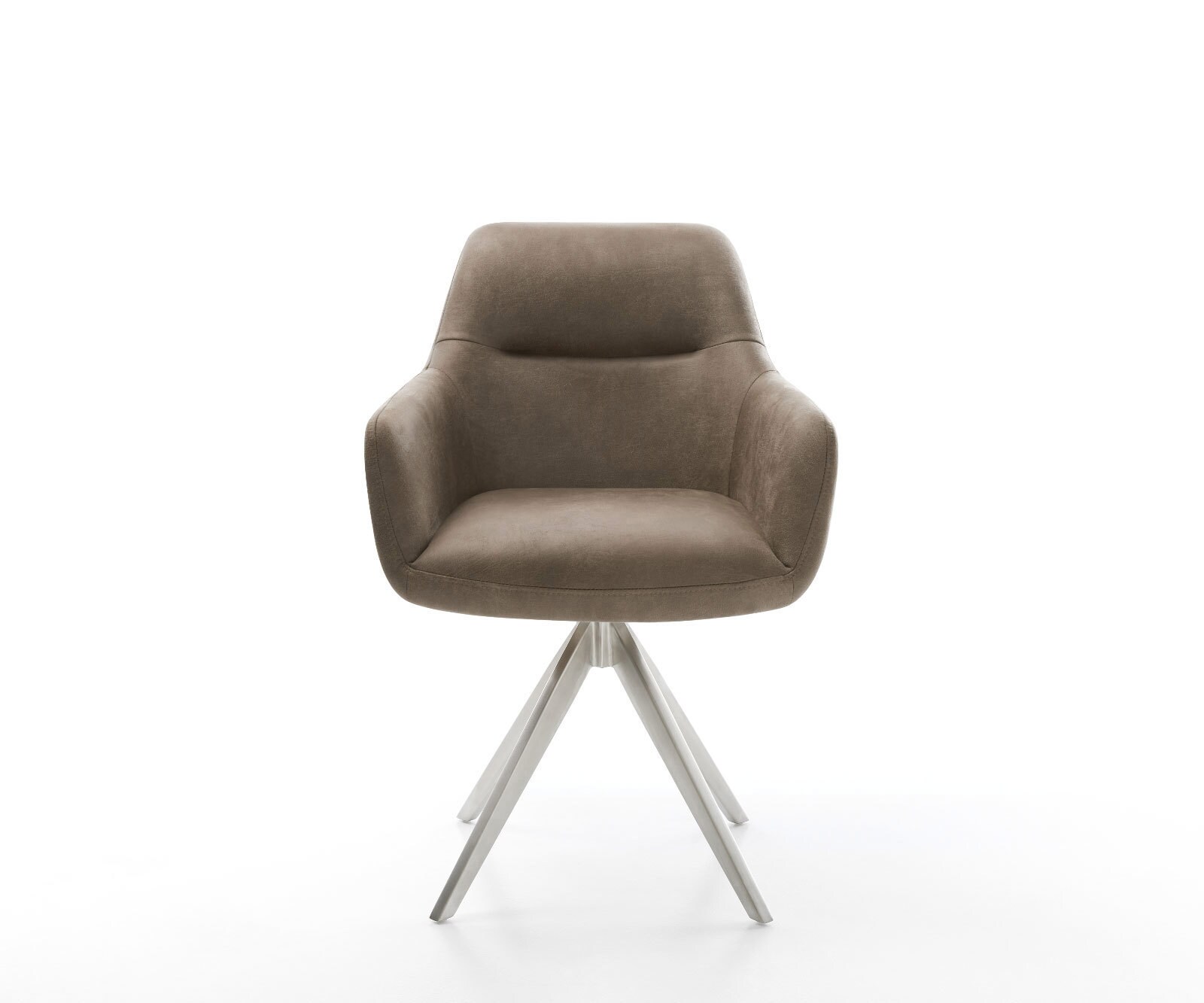 Eetkamerstoel Pejo-Flex microvelours taupe vintage kruisframe hoekig roestvrij staal pocketveer kern 1