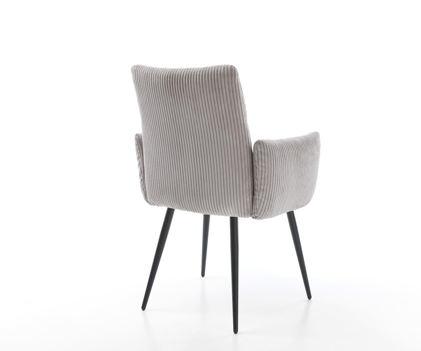 Eetkamerstoel Jova-Flex met armleuning koord zilver grijs 4-poot conisch zwart pocketveer kern 5