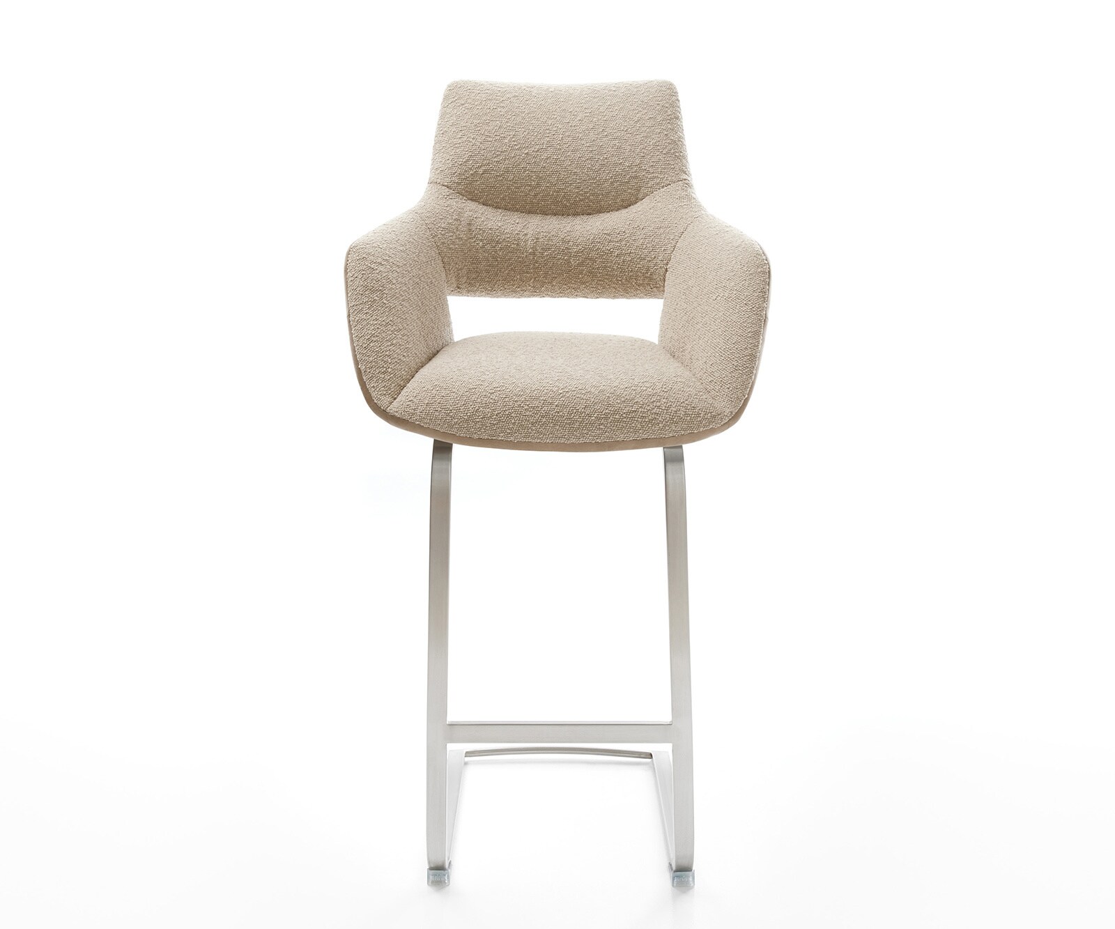 Barstoel Yago-Flex Materiaalmix microvezel Mud / bouclé Mud Vrijstaande stoel vlak RVS pocketvering 2