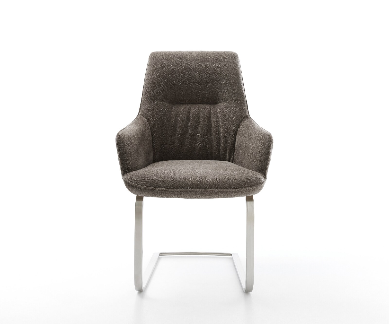 Sledemodel Zelia-Flex met armleuning zachte stof met structuur taupe sledemodel vlak roestvrij staal pocketveer kern 1