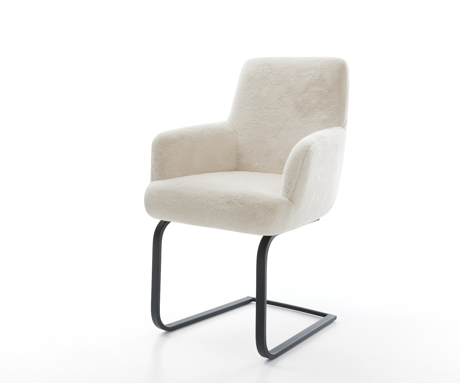 Sledemodel Heira-Flex met armleuning pluchen crème-wit sledemodel vlak zwart pocketveer kern 1