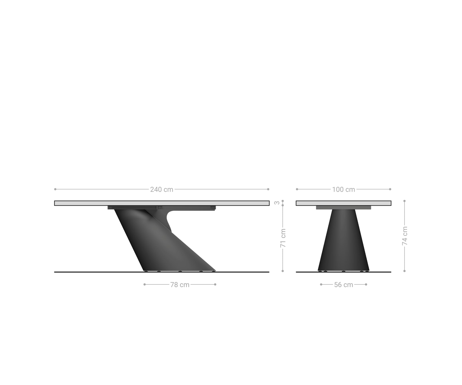 Eettafel Edge 240x100 acacia natuur Cono metaal goud Live-Edge 6