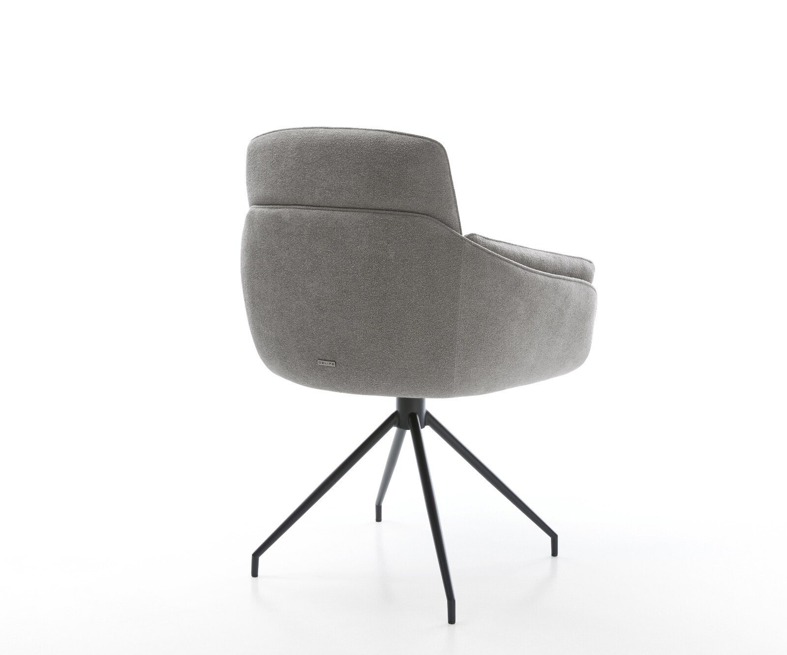 Eetkamerstoel Luan-Flex met armleuning zachte stof met structuur grijs kruisframe conisch zwart 5