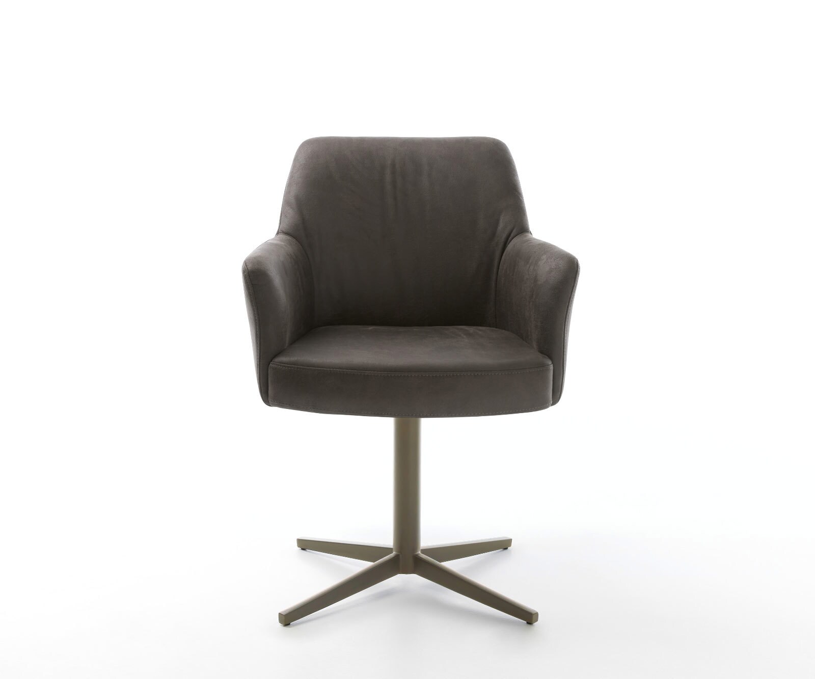 Draaistoel Xana-Flex met armleuning microvelours antraciet vintage kruispoot afwerking met titanium 360° draaibaar pocketveer kern 1