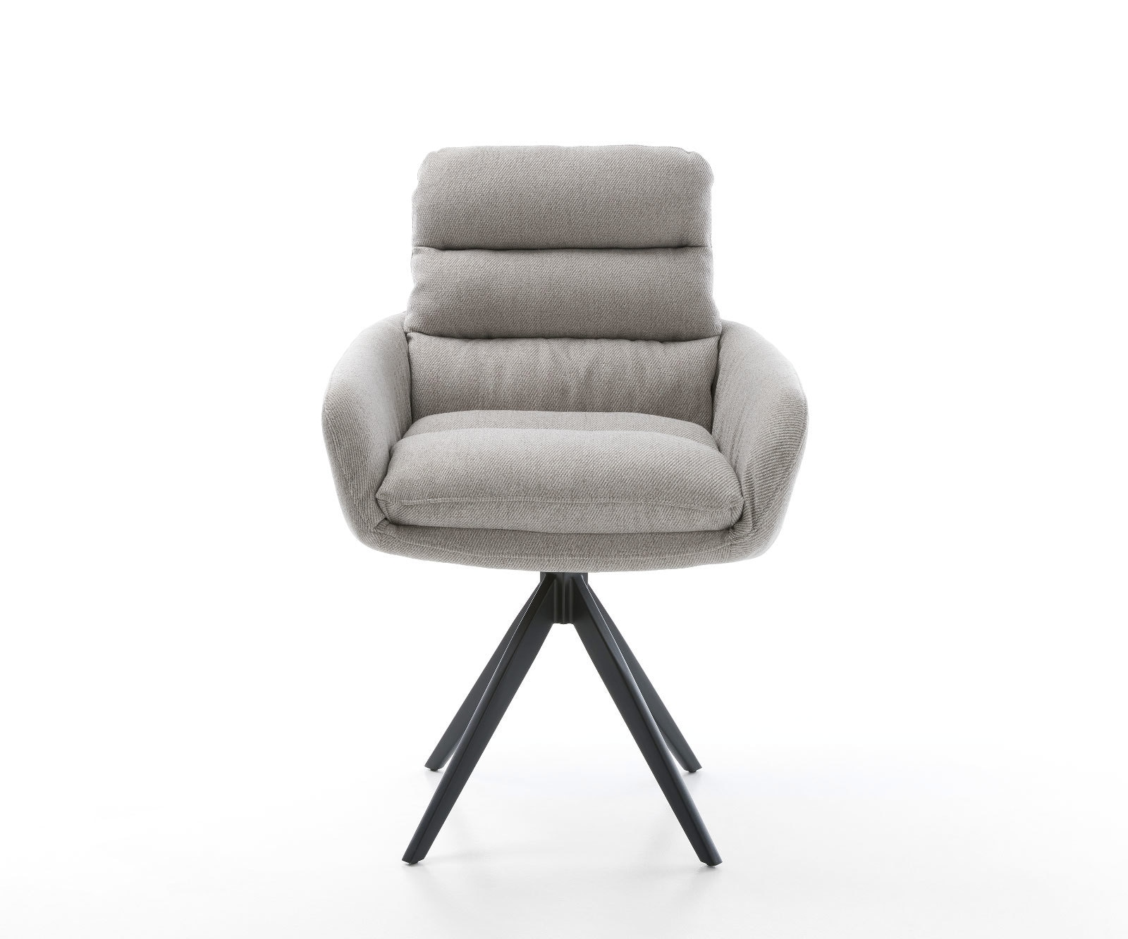 Eetkamerstoel Abelia-Flex met armleuning stripes lichtgrijs kruisframe hoekig zwart 1 Eetkamerstoel Abelia-Flex met armleuning stripes lichtgrijs kruisframe hoekig zwart 1