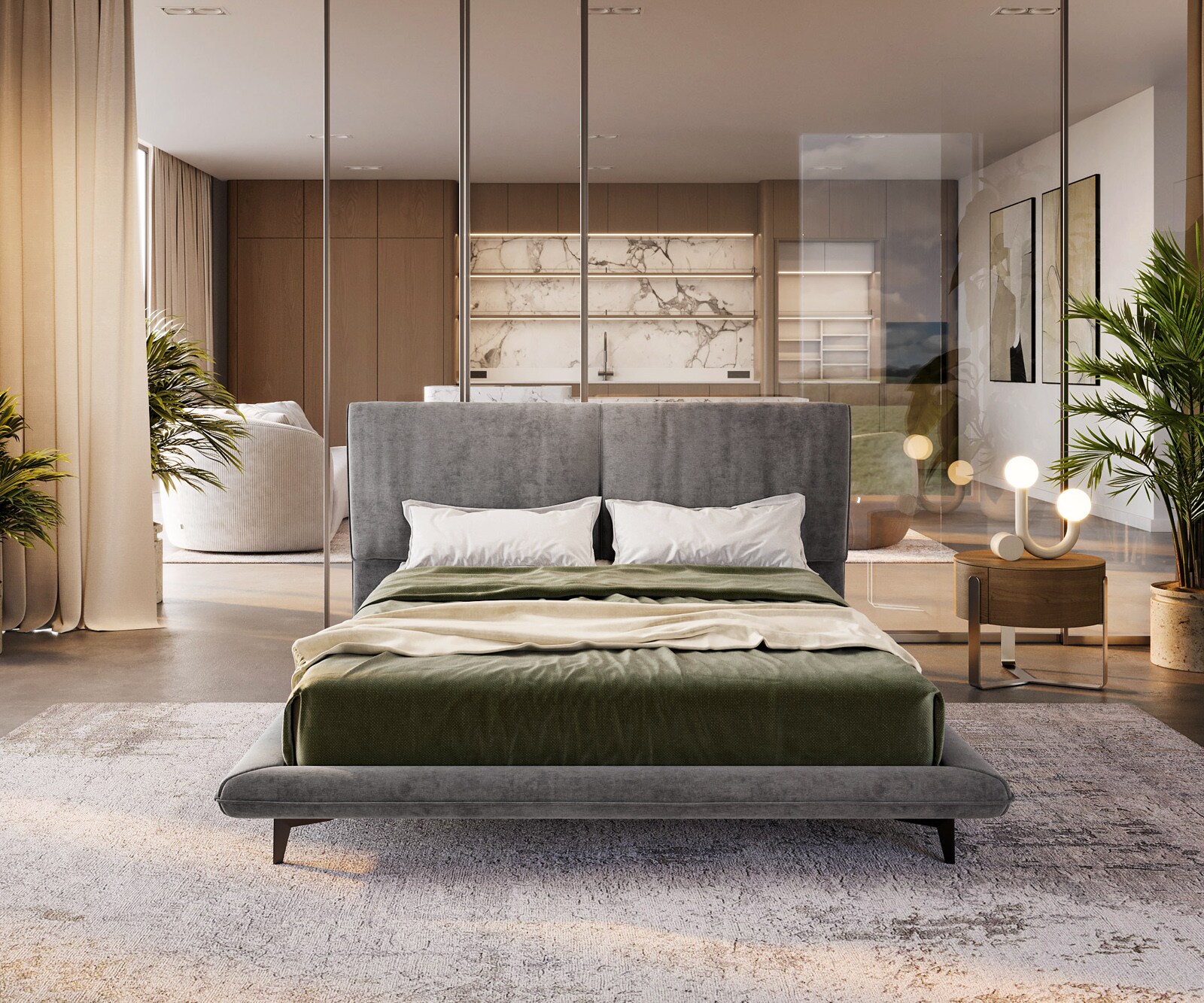 Bedframe Cusino 140x200 cm microvezel grijs 1