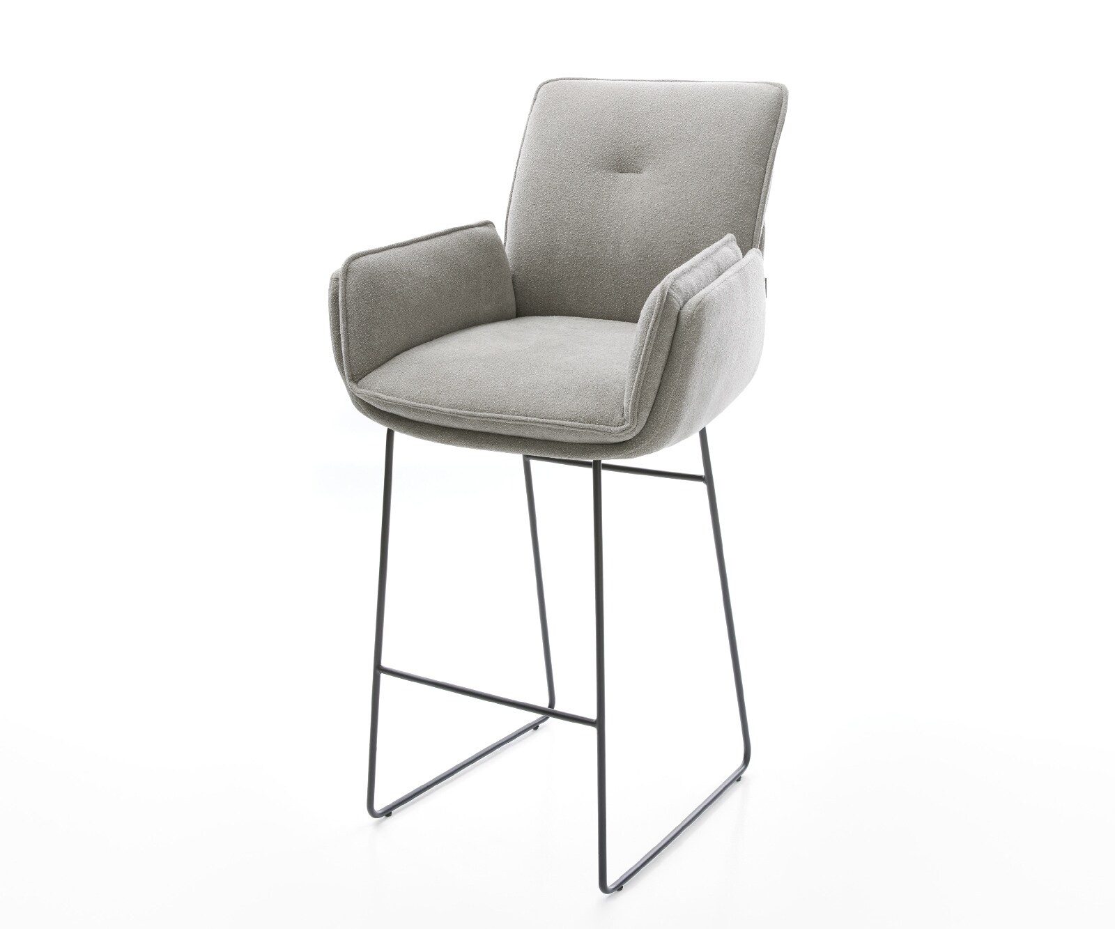Barstoel Nela-Flex Zachte stof met structuur Grijs Sledeonderstel metaal zwart Zwart 1