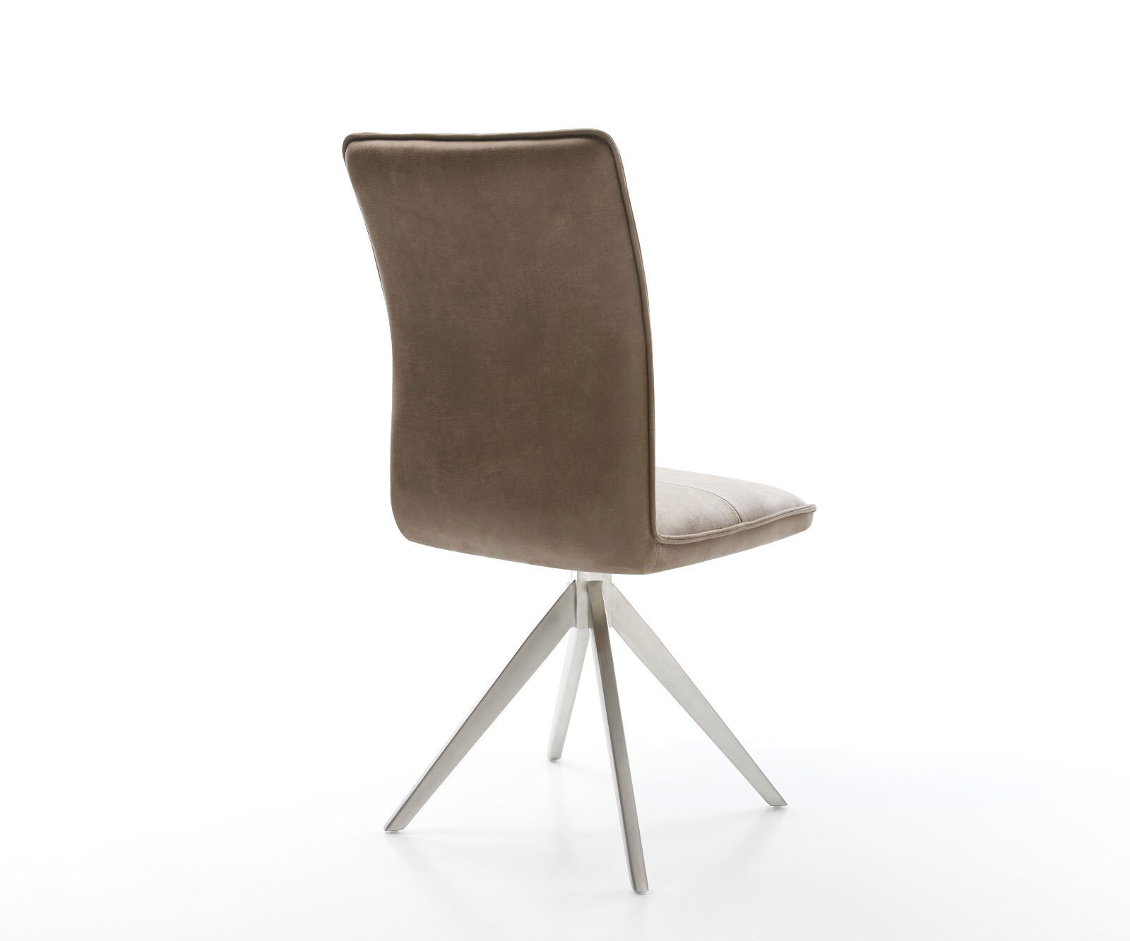 Eetkamerstoel Maddy-Flex microvelours taupe vintage kruisframe hoekig roestvrij staal 4 Eetkamerstoel Maddy-Flex microvelours taupe vintage kruisframe hoekig roestvrij staal 4