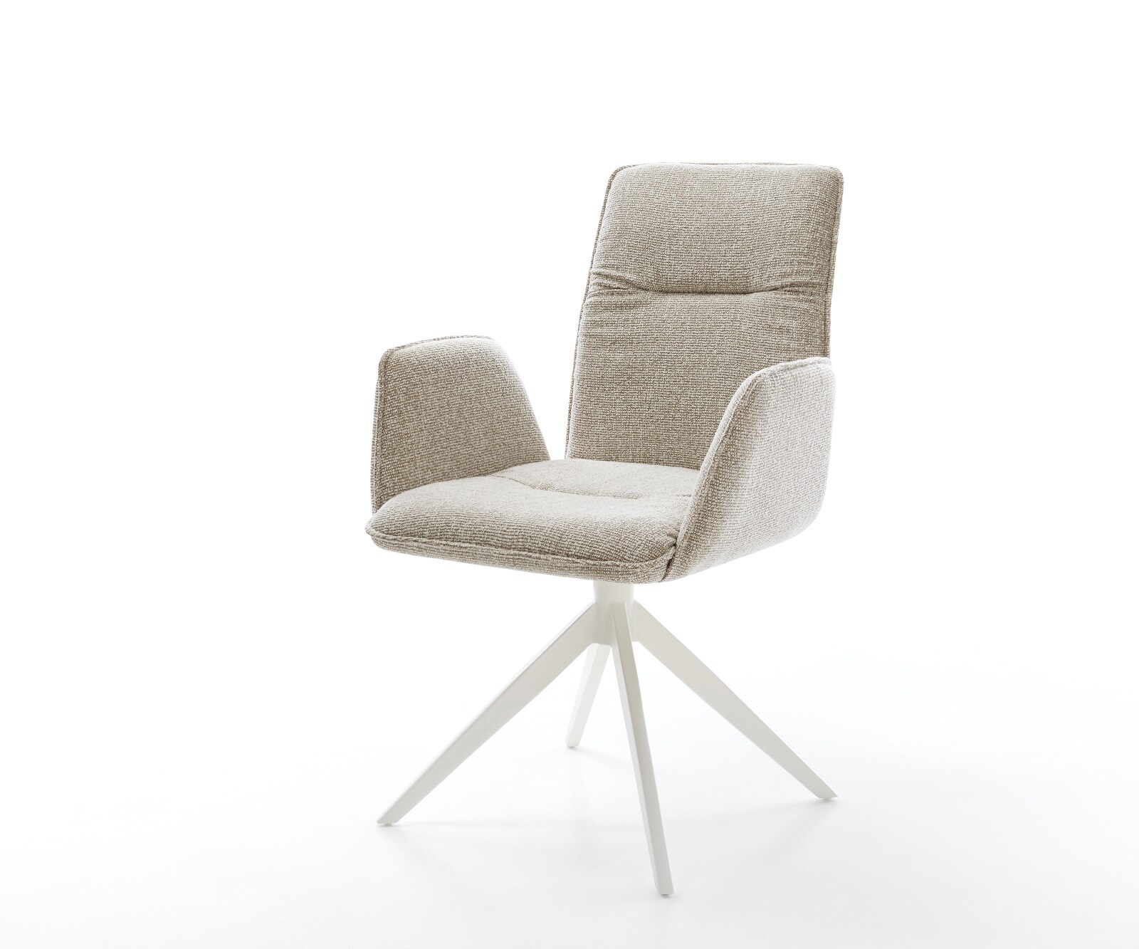 Draaistoel Vinja-Flex geweven stof beige kruisframe breed wit 360° draaibaar rocker-functie 1