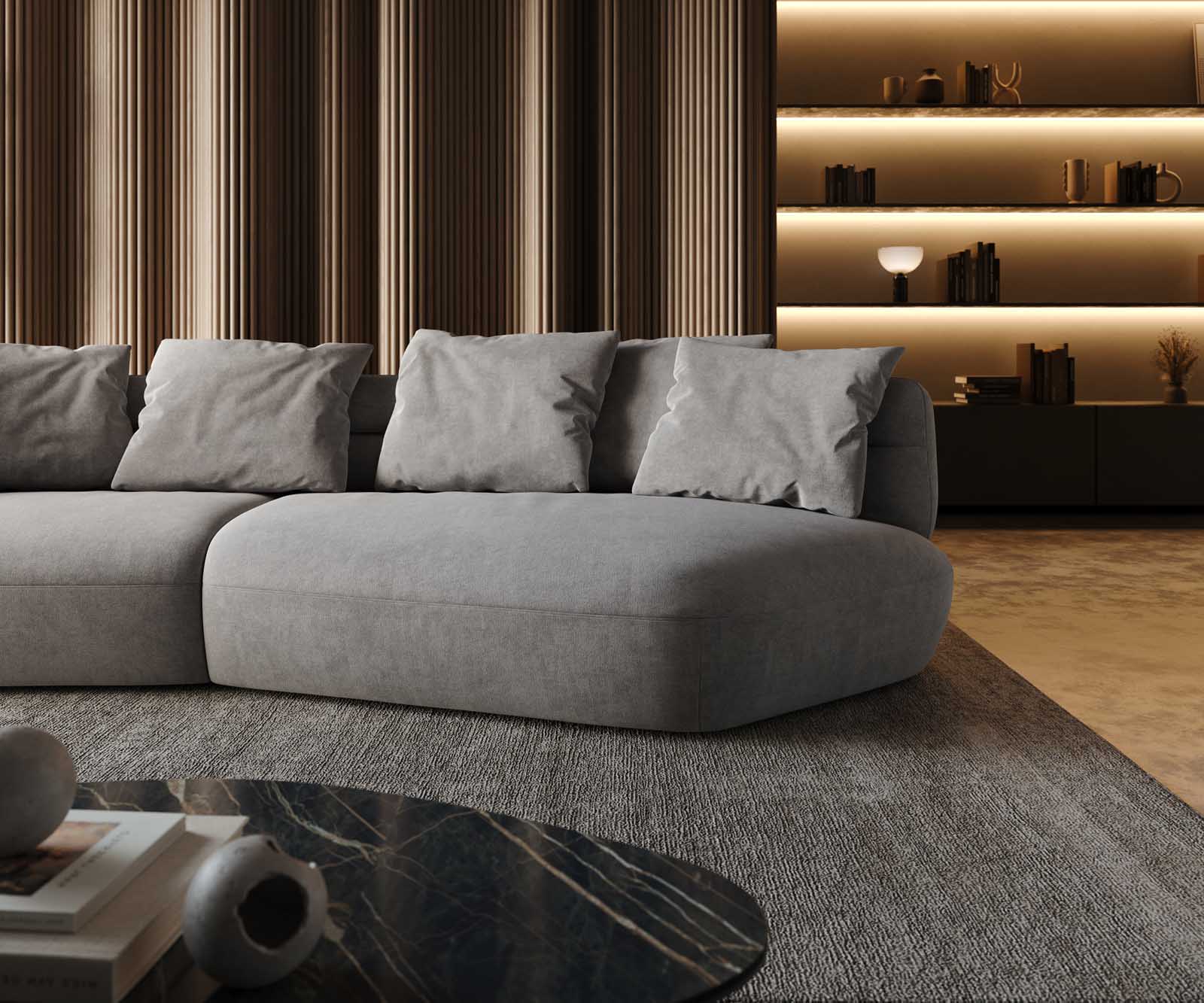 Sofa Roya 320x140 cm microvezel grijs 4 Sofa Roya 320x140 cm microvezel grijs 4