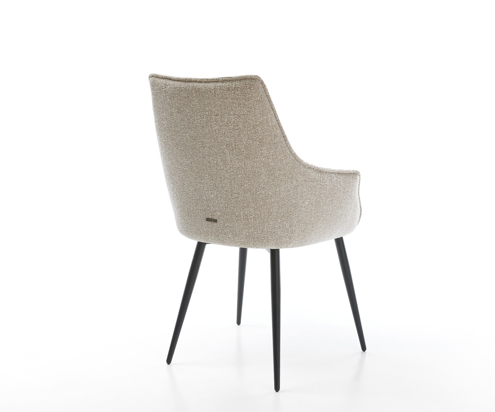 Eetkamerstoel Alja-Flex met armleuning geweven stof beige 4-poot conisch zwart pocketveer kern 5