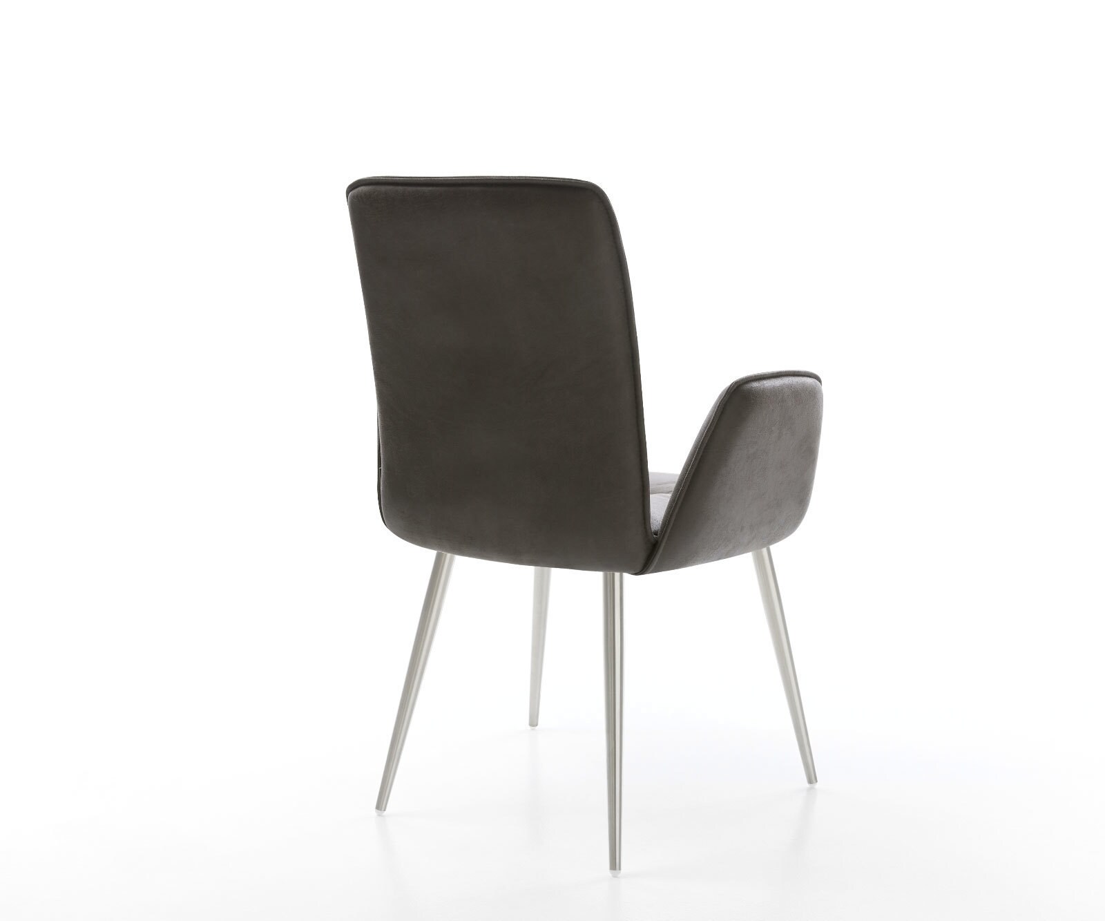 Eetkamerstoel Vinja-Flex microvelours antraciet vintage 4-poot conisch roestvrij staal 4 Eetkamerstoel Vinja-Flex microvelours antraciet vintage 4-poot conisch roestvrij staal 4