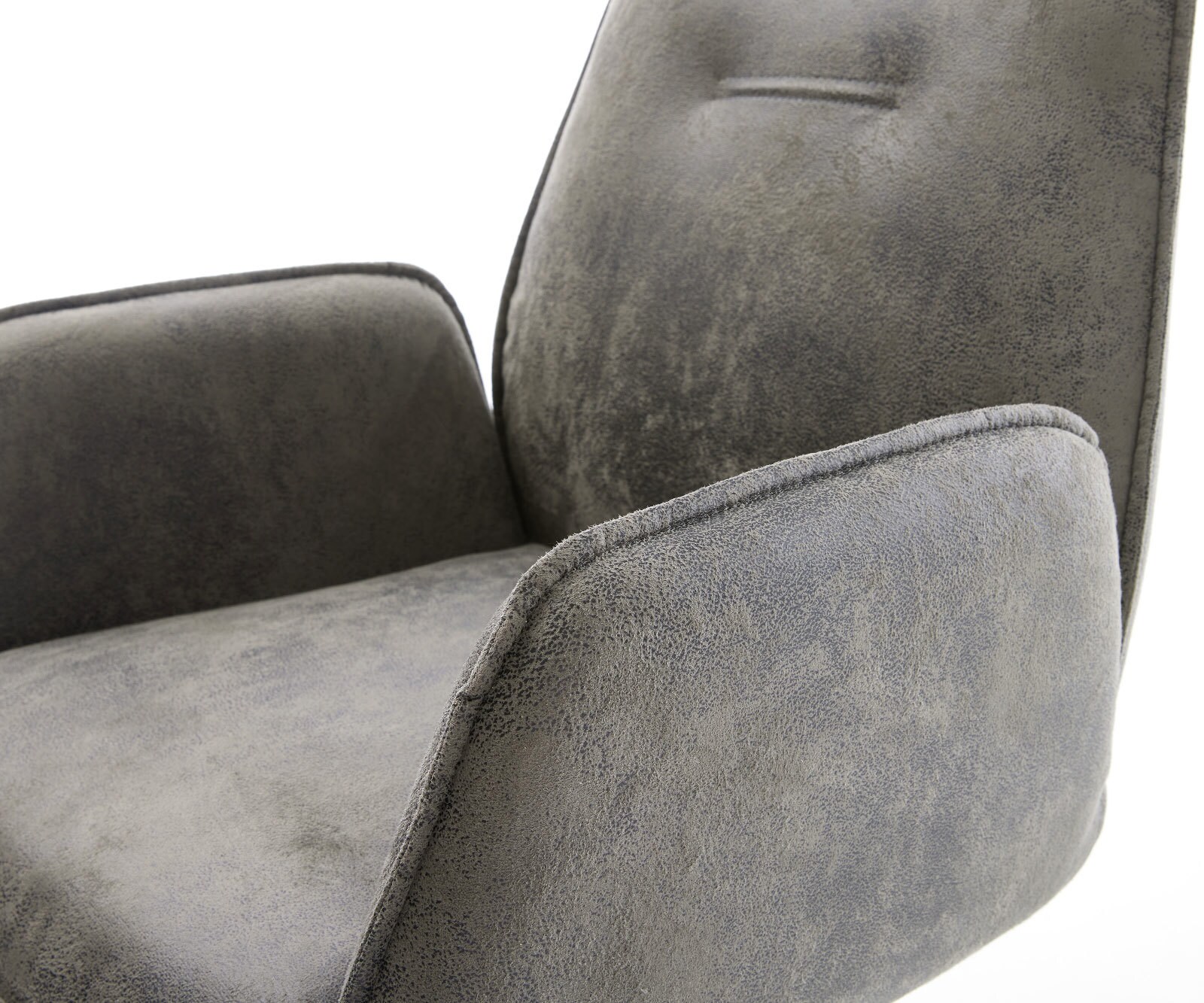 Draaistoel Zoa-Flex microvelours grijs antiek kruisframe breed roestvrij staal 360° draaibaar rocker-functie pocketveer kern 4