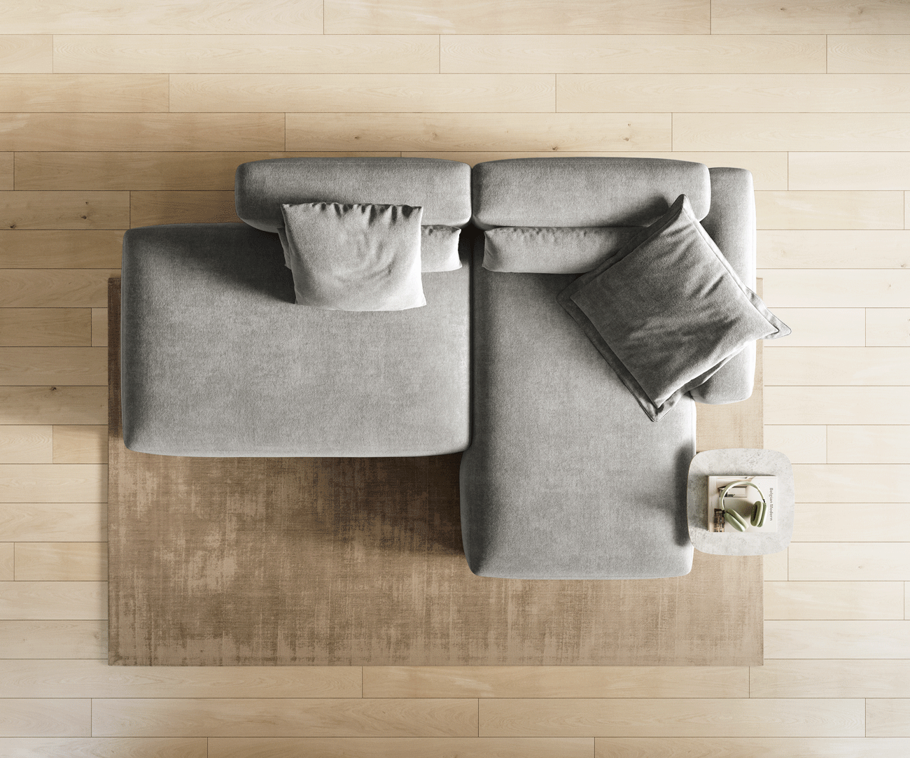 Hoekbank Freestyle Pure 310x200 cm Structuurstof zacht grijs 5