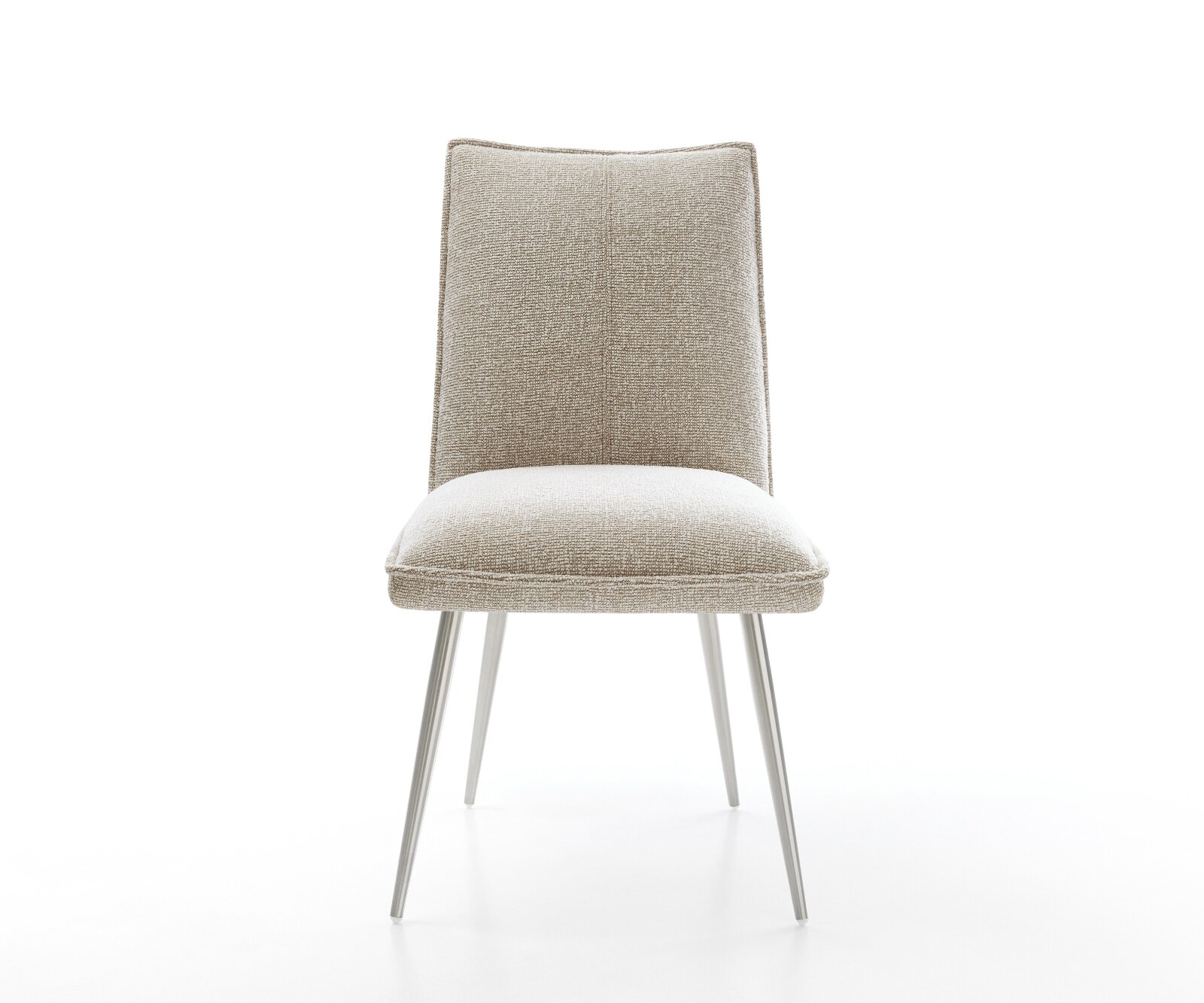 Eetkamerstoel Lelio-Flex geweven stof beige 4-poot conisch roestvrij staal pocketveer kern 1