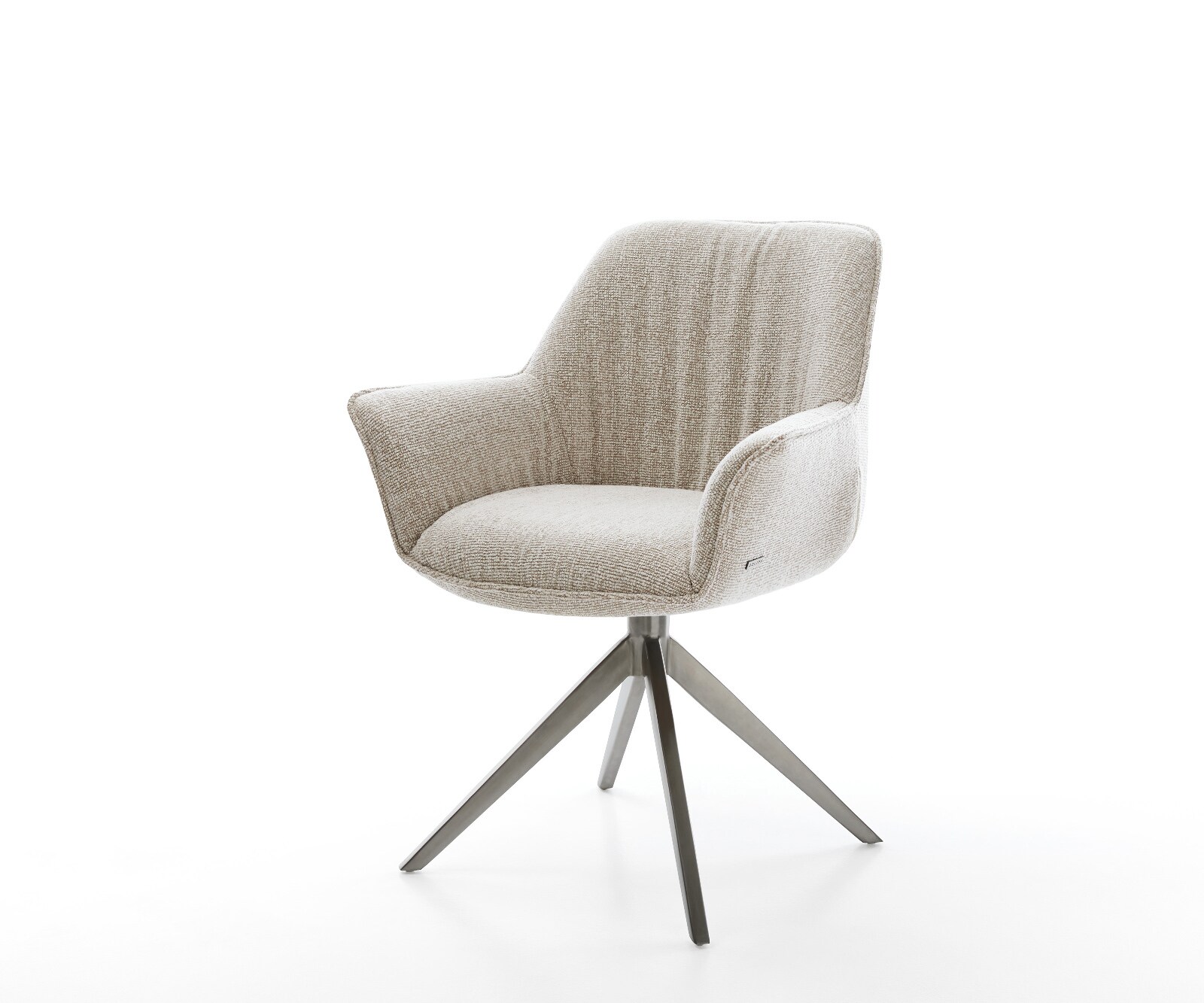 Draaistoel Keila-Flex met armleuning geweven stof beige kruisframe breed grafiet 360° draaibaar rocker-functie 1