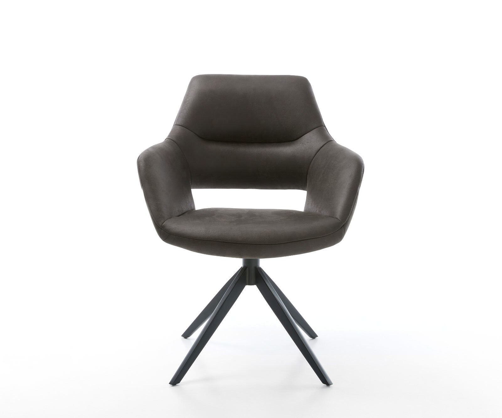 Draaistoel Yago-Flex met armleuning microvelours antraciet vintage kruisframe breed zwart 360° draaibaar rocker-functie pocketveer kern 2