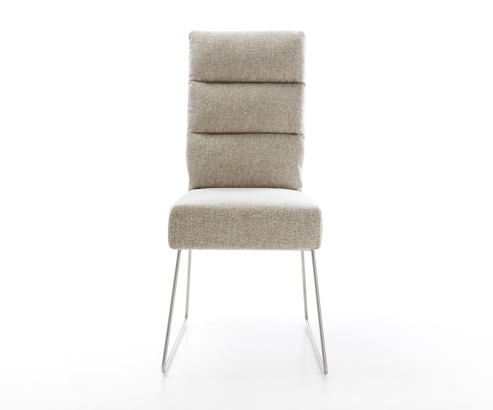 Eetkamerstoel Pela-Flex geweven stof beige slipframe roestvrij staal pocketveer kern 2