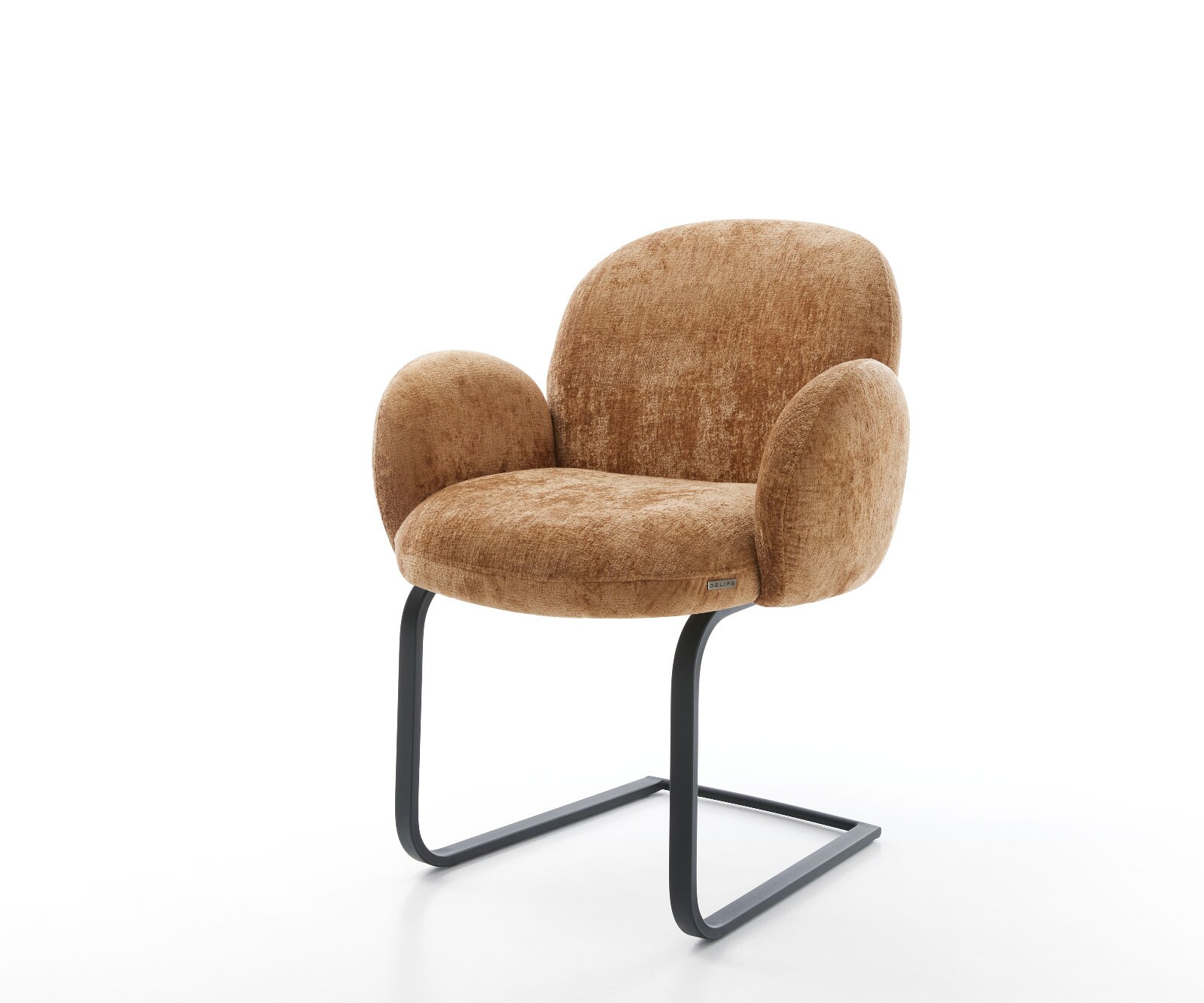 Sledemodel Nube-Flex met armleuning chenille Roest sledemodel vlak zwart pocketveer kern