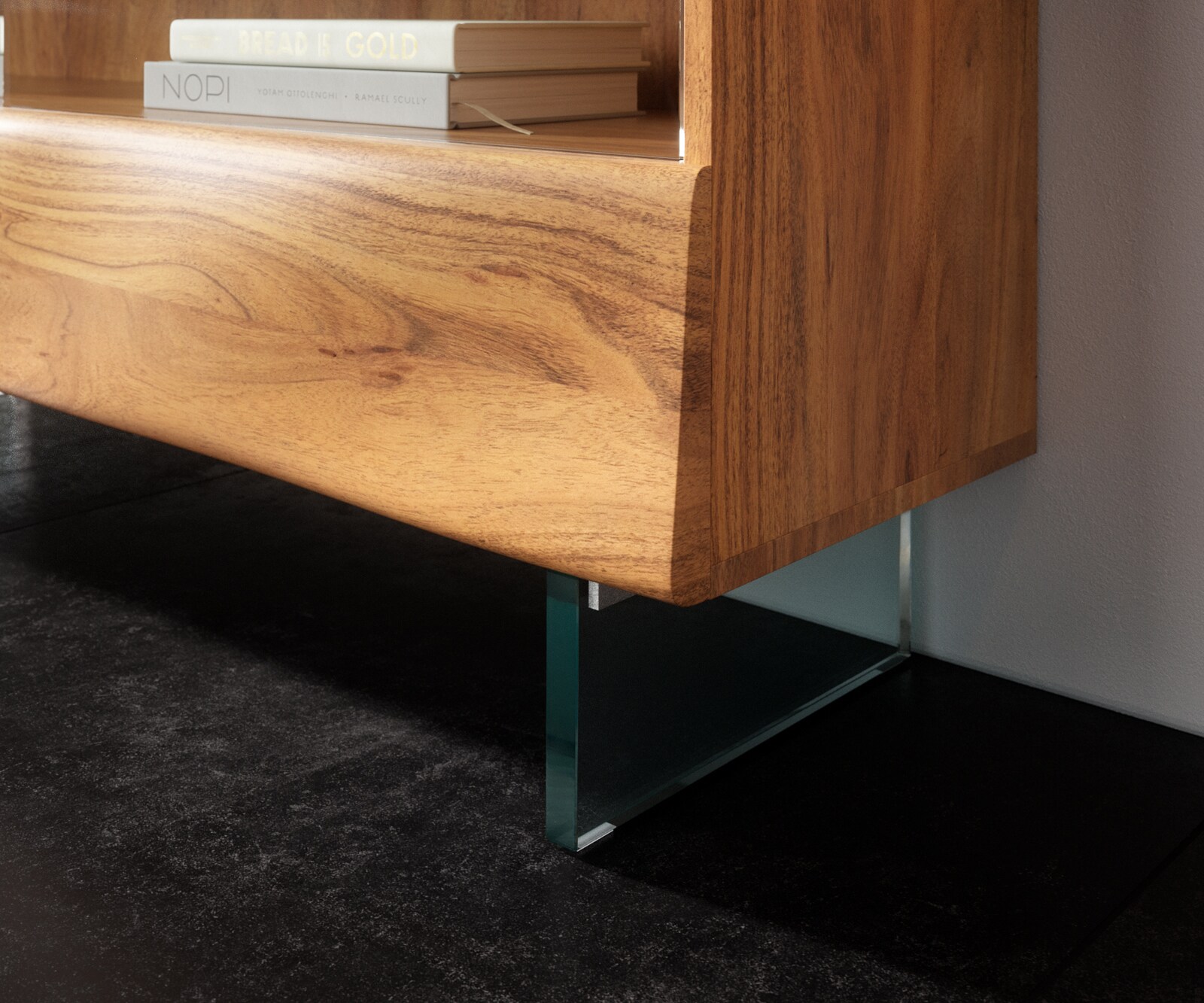 Ladekast New Live-Edge 115x150 cm acacia natuur 2 laden glasvoet zwevend 5