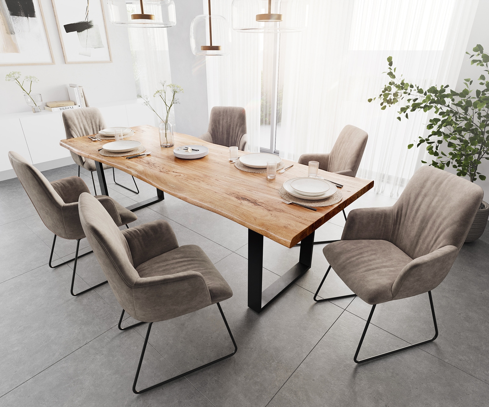 Eettafel Classic-Edge 260x100 acacia natuur frame hoekig metaal zwart 5 Eettafel Classic-Edge 260x100 acacia natuur frame hoekig metaal zwart 5