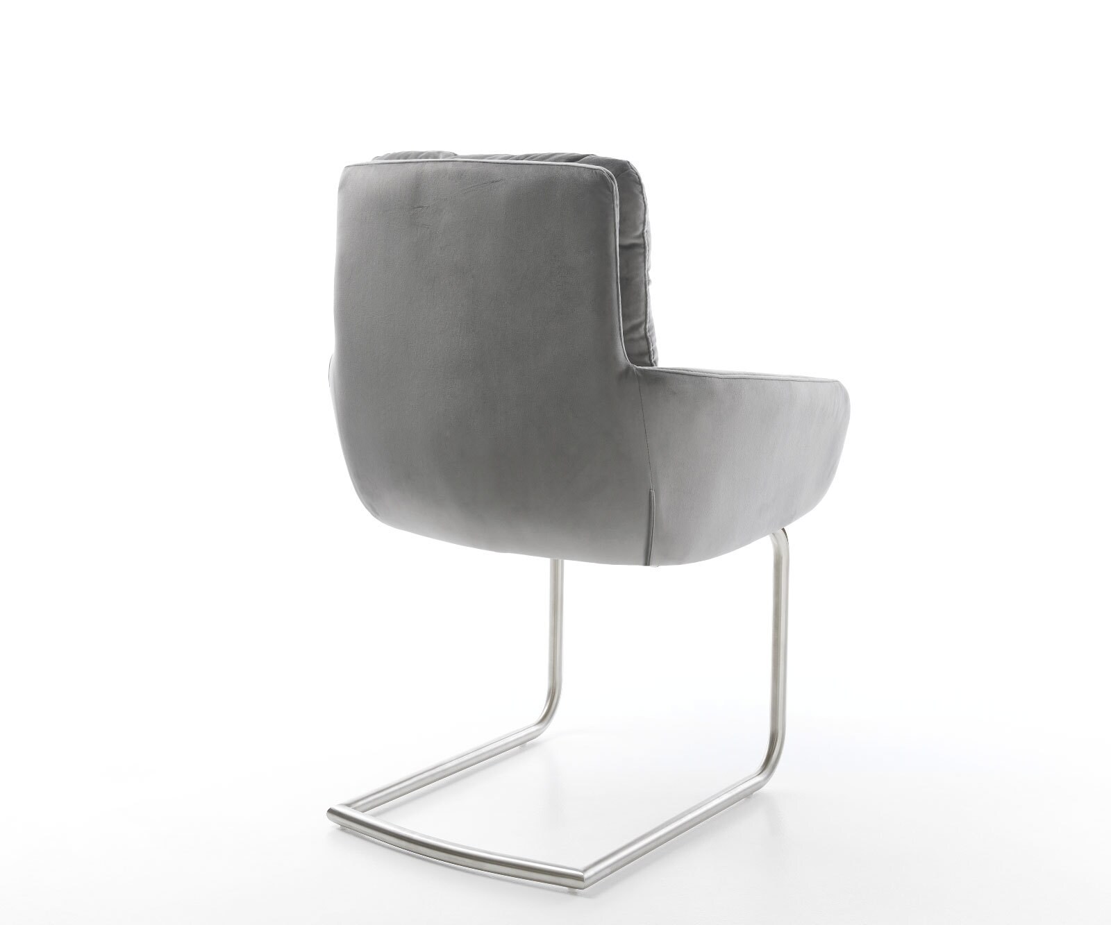 Sledemodel Abelia-Flex met armleuning fluweel grijs sledemodel rond roestvrij staal 4